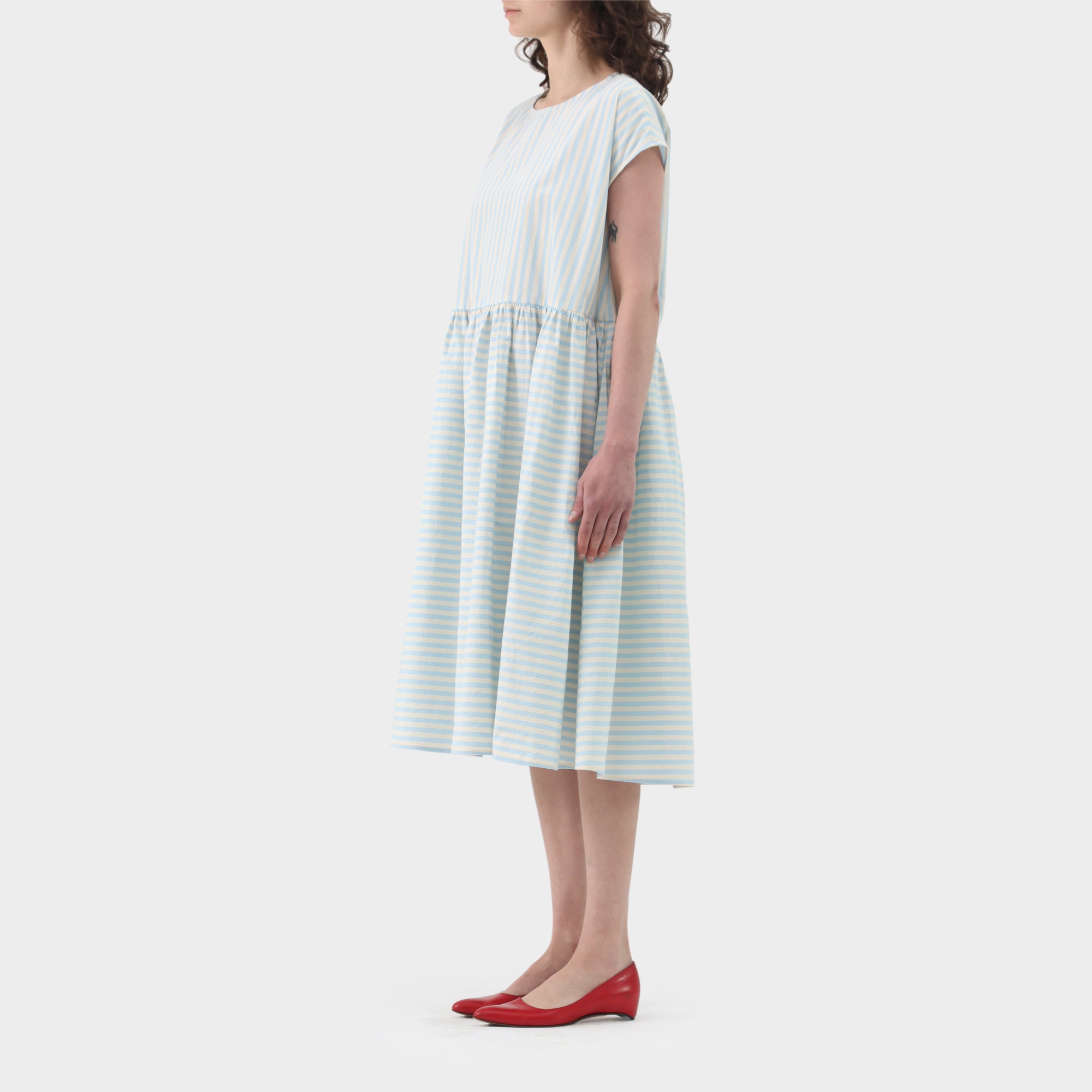 Apuntob Striped Gathered Dress