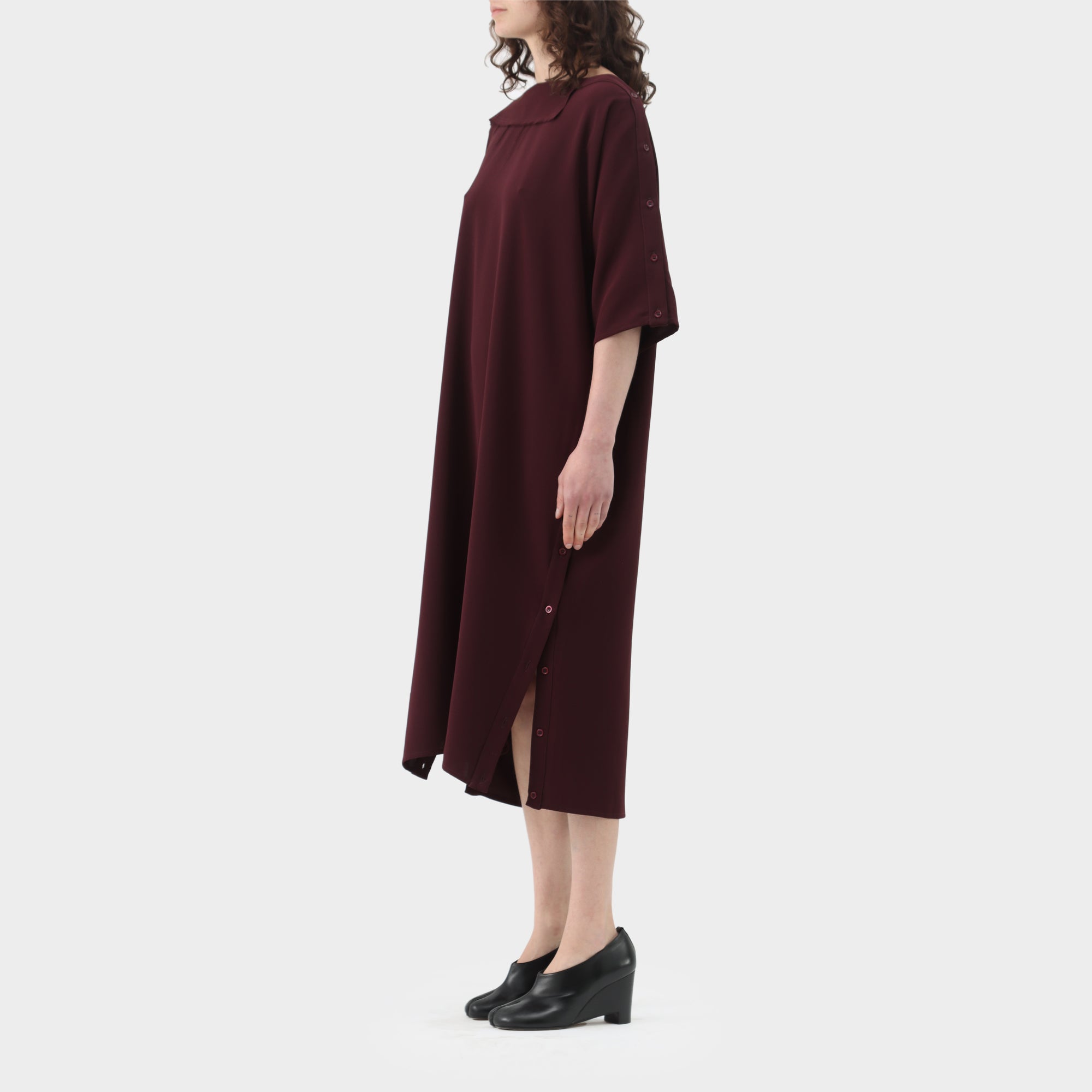 Replika Drape Button Half Sleeve Dress