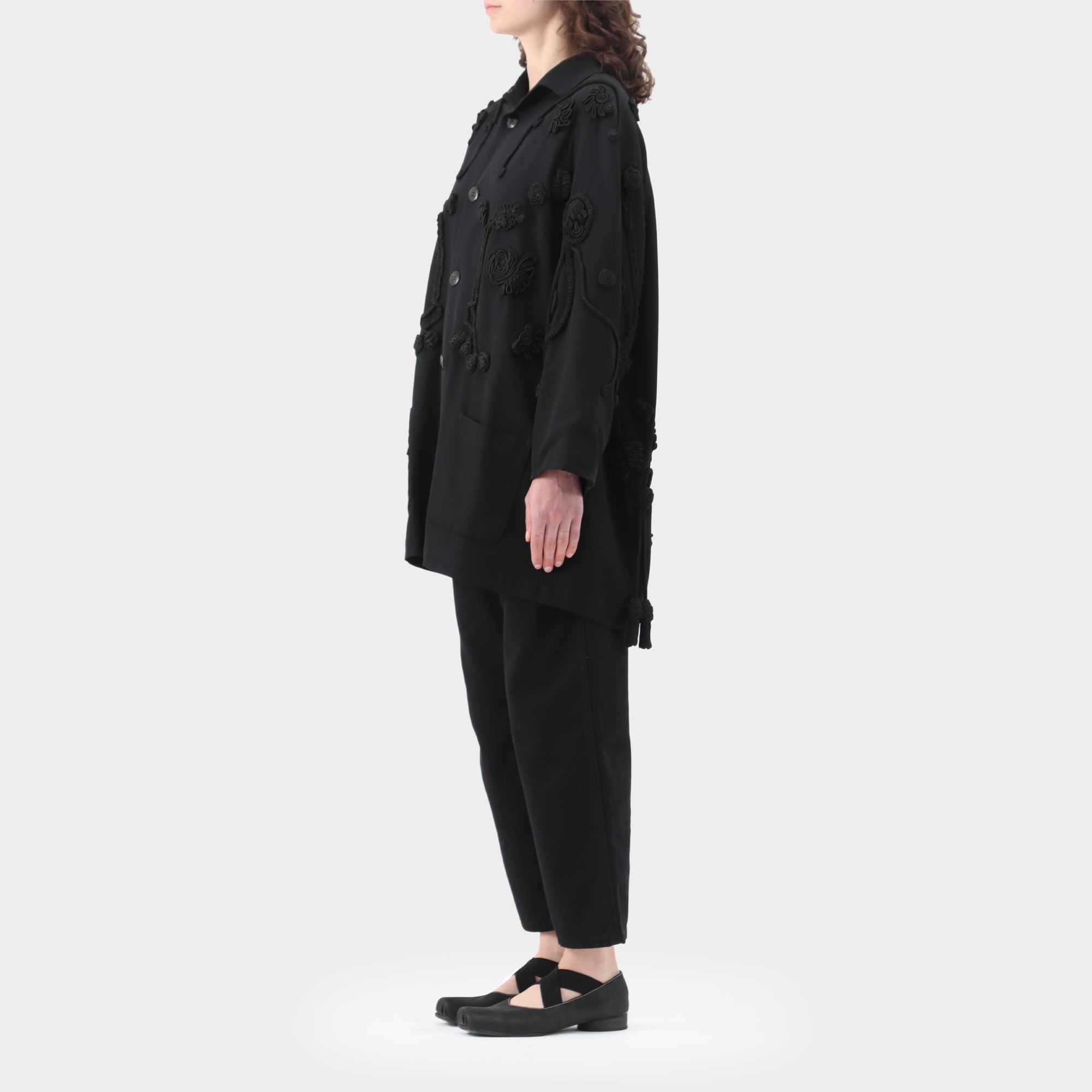 Yohji Yamamoto rope applique half coat