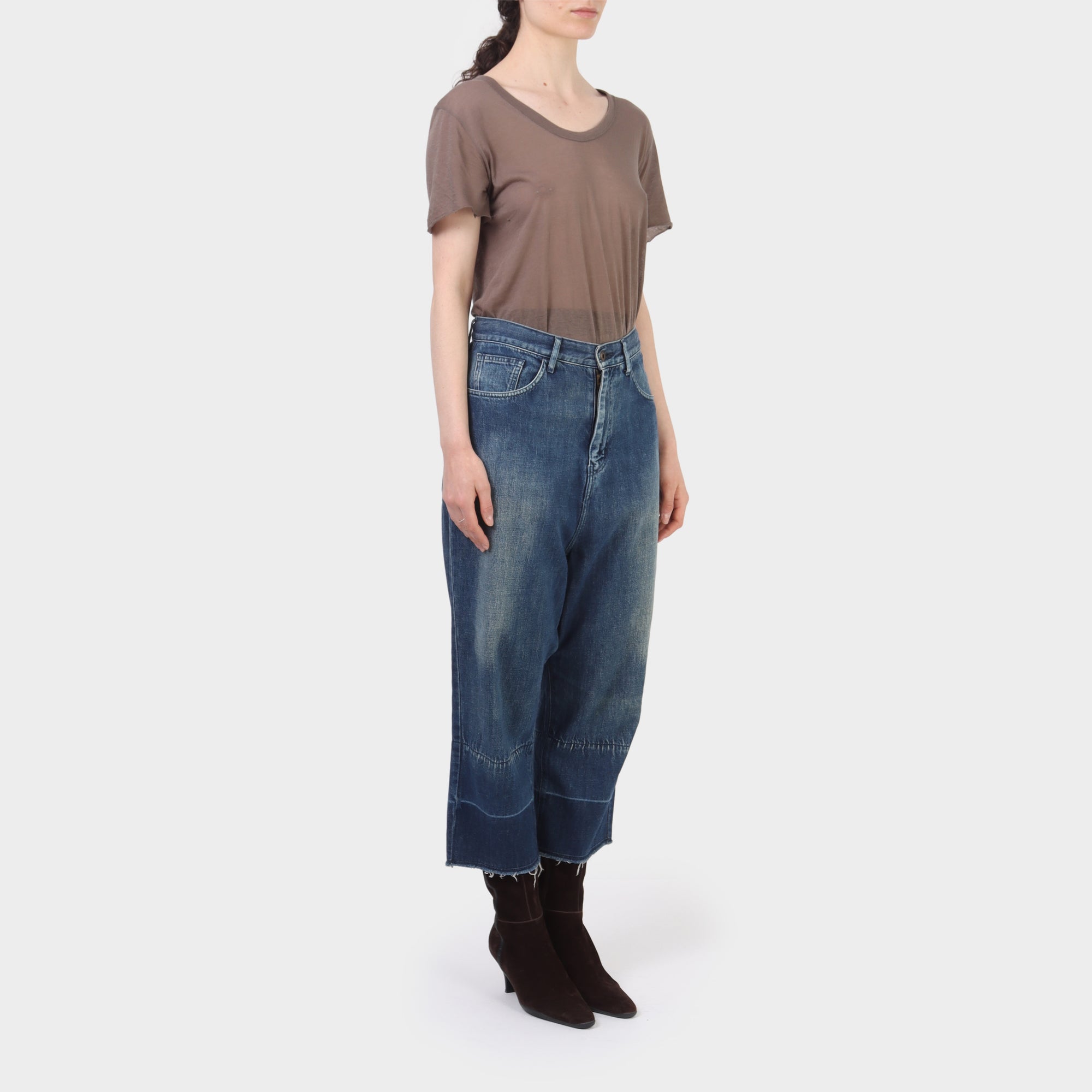 Y's Yohji Yamamoto High Waisted Denim Drop Crotch Jeans