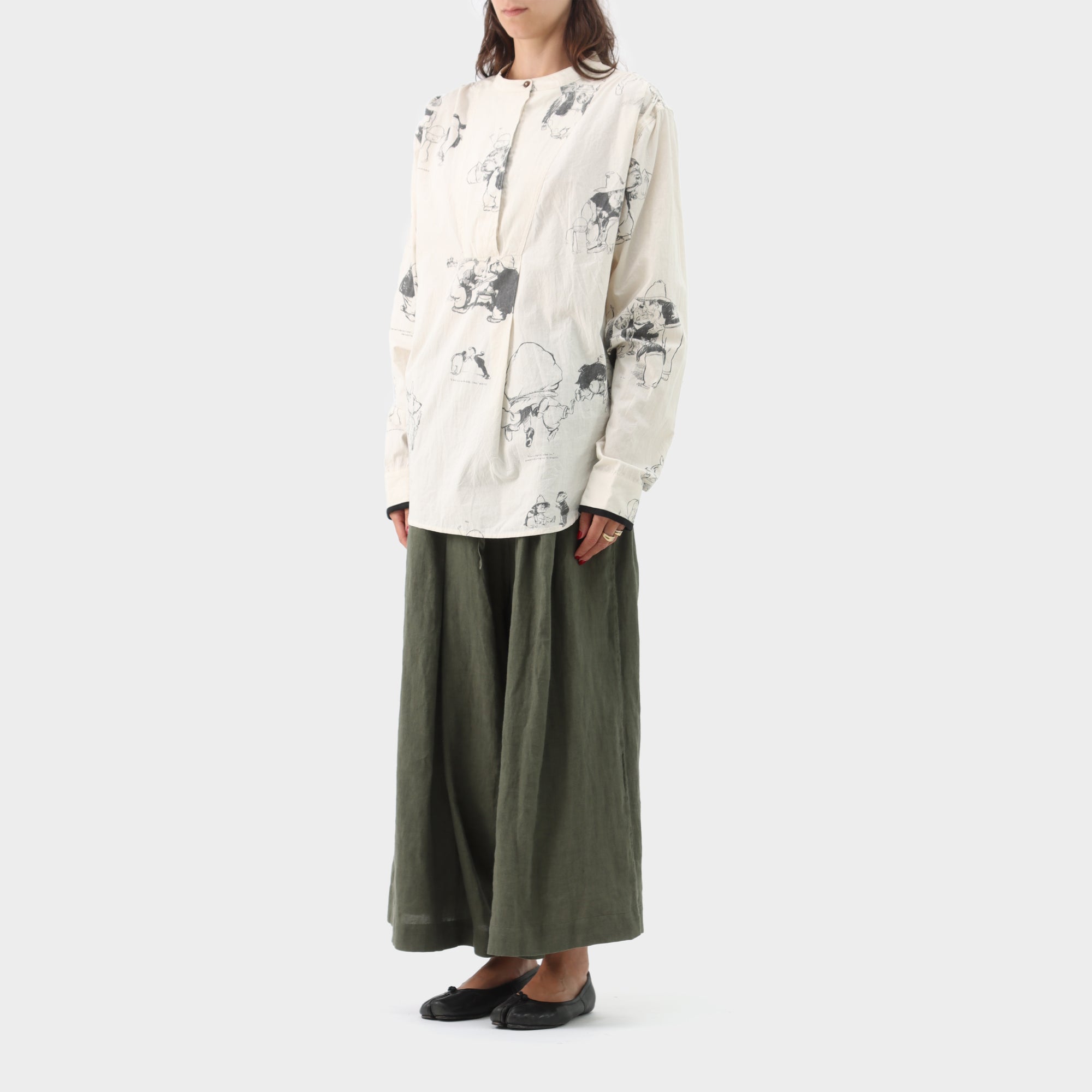 Aleksandr Manamis Cotton Printed Wide Placket Shirt