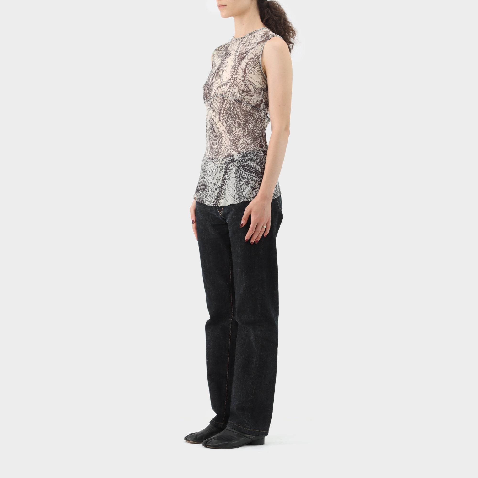 Ann Demeulemeester Sheer Silk Sleeveless top
