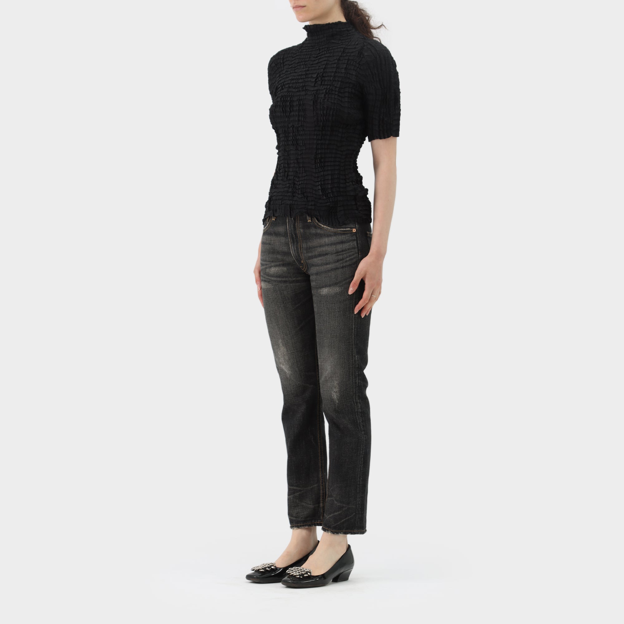 Issey Miyake High Neck Scale Pleat Top