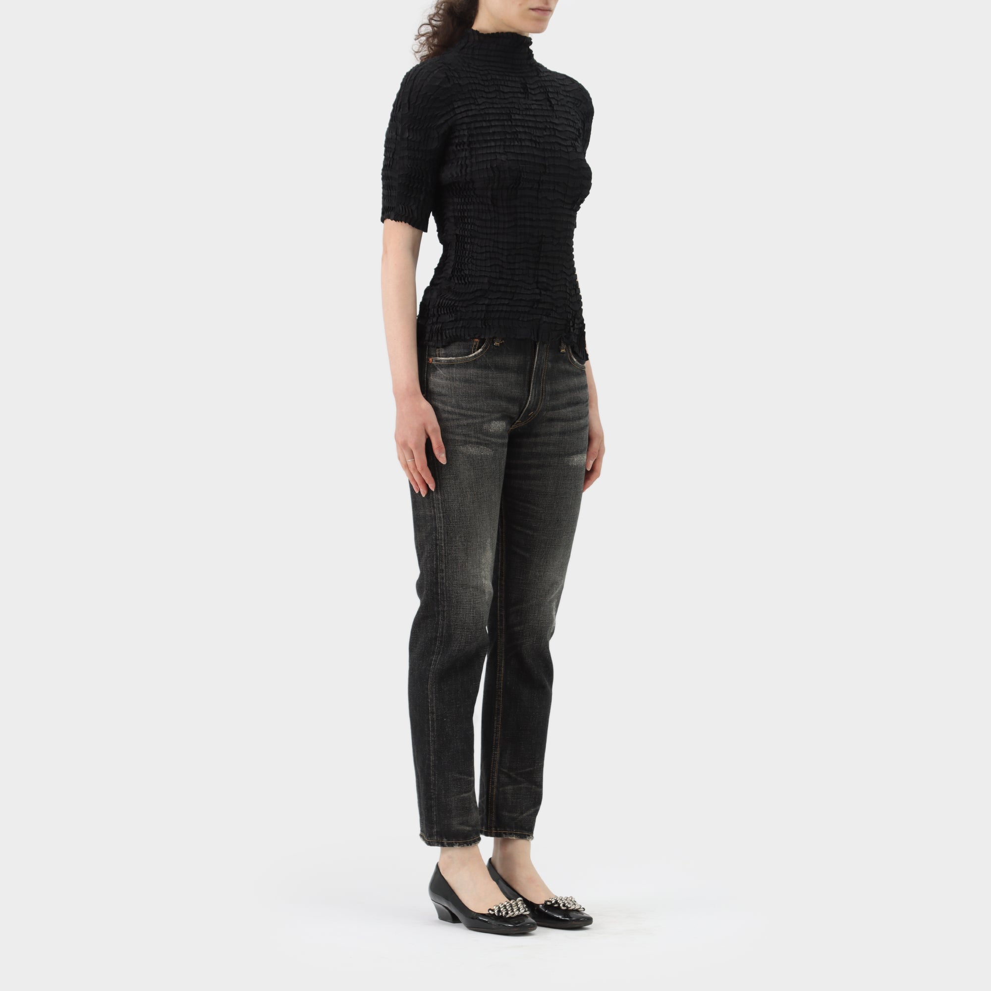 Issey Miyake High Neck Scale Pleat Top