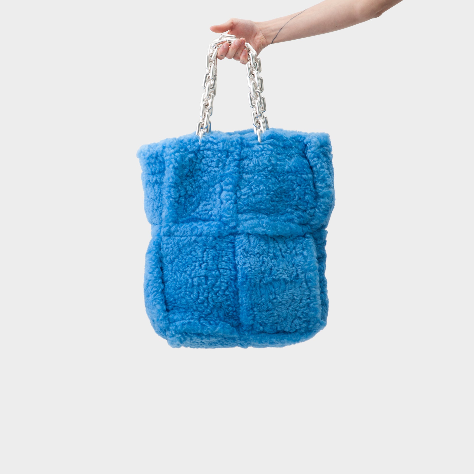 Bottega Veneta shearling chain handle tote bag