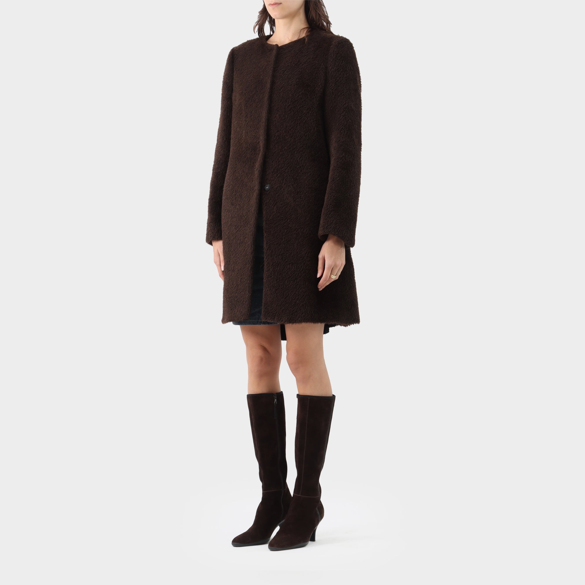 Prada Alpaca Wool Collarless Coat