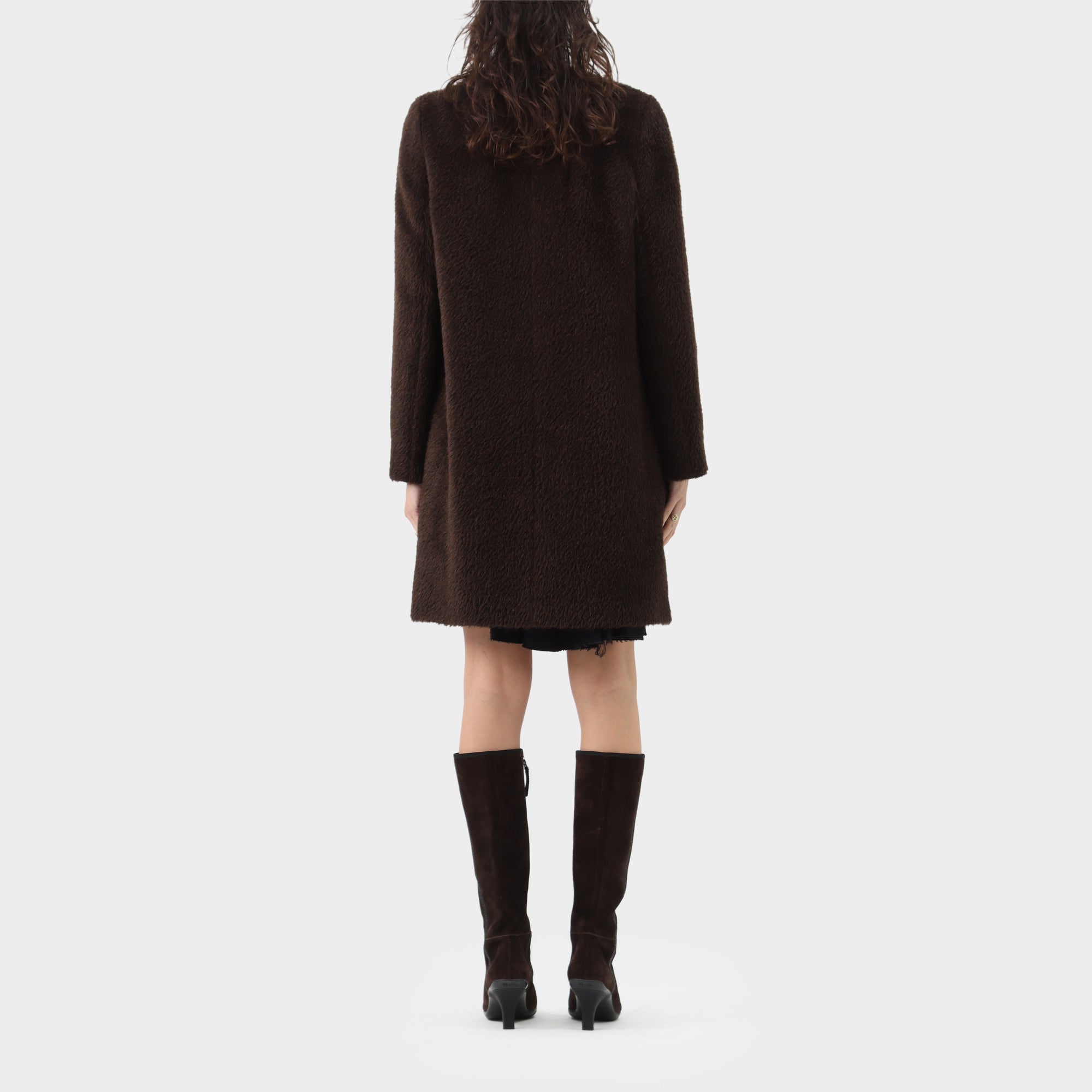 Prada Alpaca Wool Collarless Coat