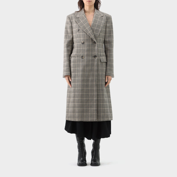 Calvin Klein Check Wool Double Breasted Coat