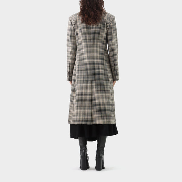 Calvin Klein Check Wool Double Breasted Coat