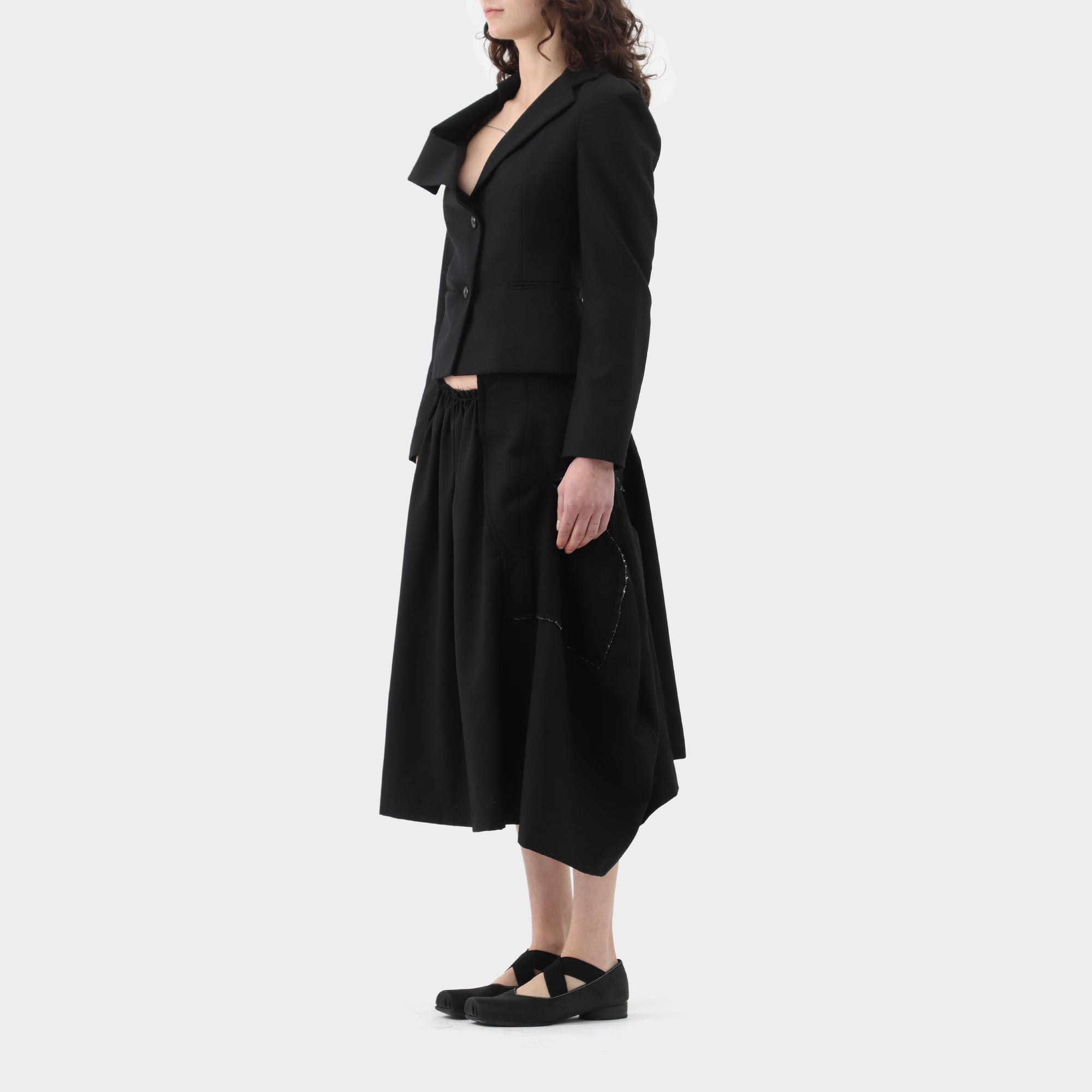 Comme des Garçons Wool Gathered Wide Pocket Midi Skirt