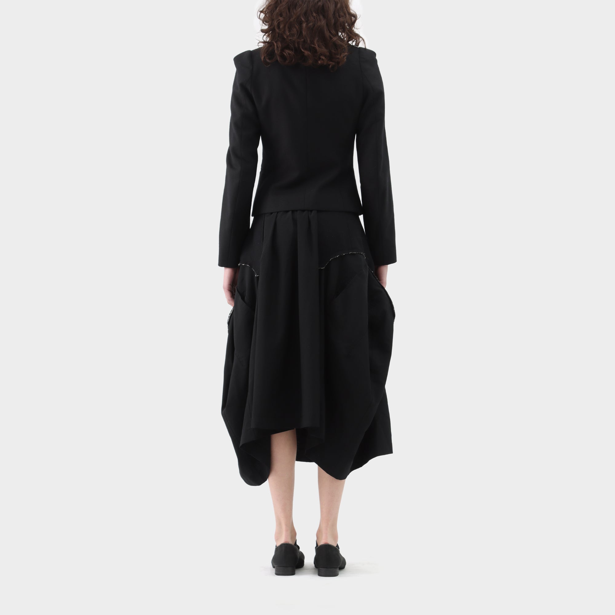 Comme des Garçons Wool Gathered Wide Pocket Midi Skirt
