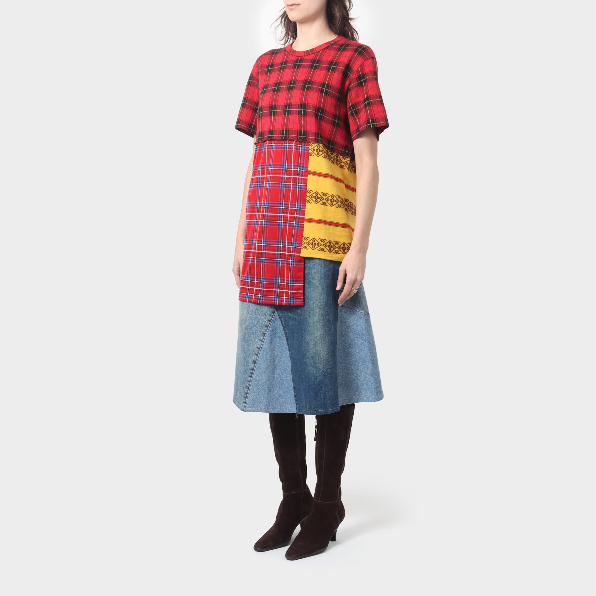 Comme des Garçons Plaid Jersey Panel Top