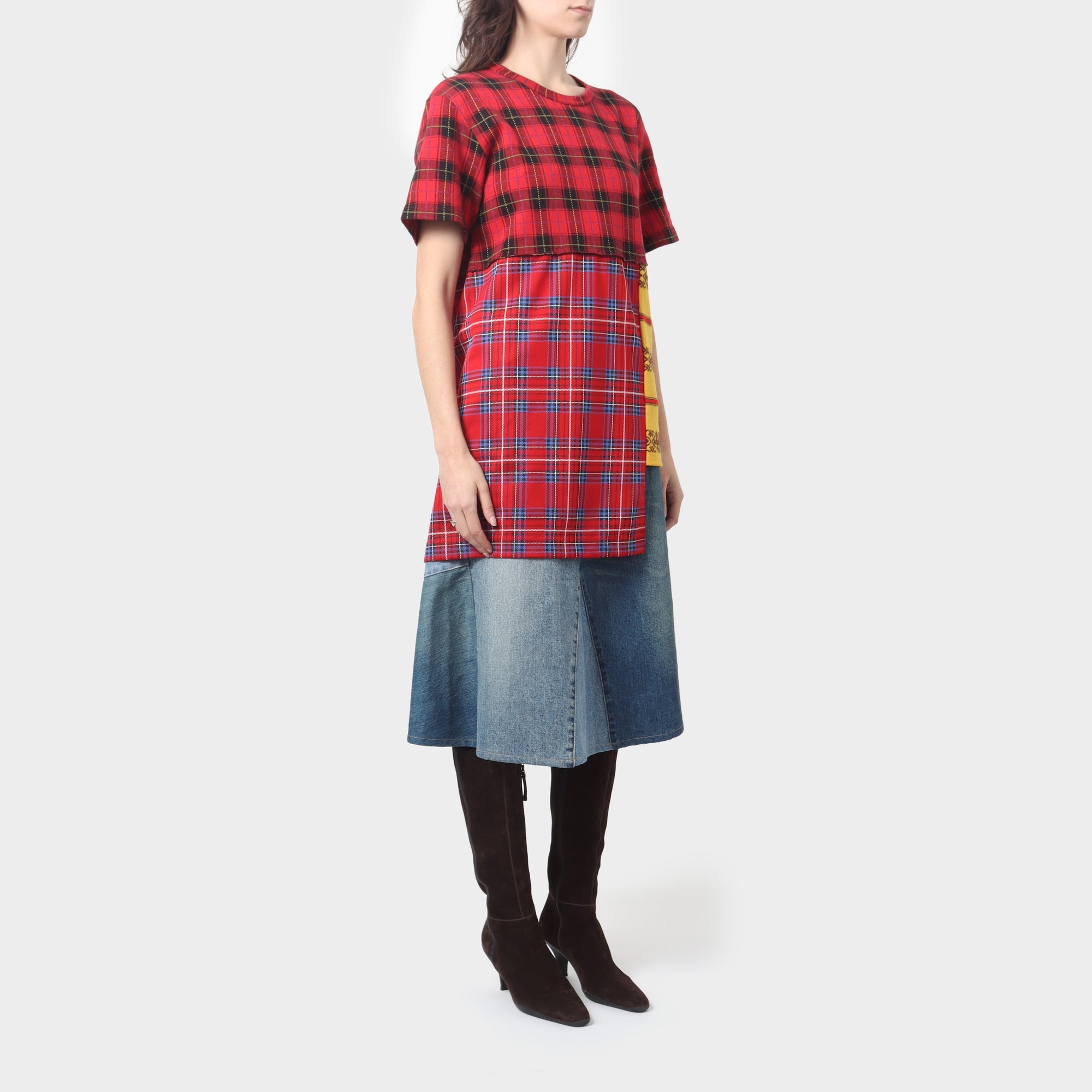 Comme des Garçons Plaid Jersey Panel Top