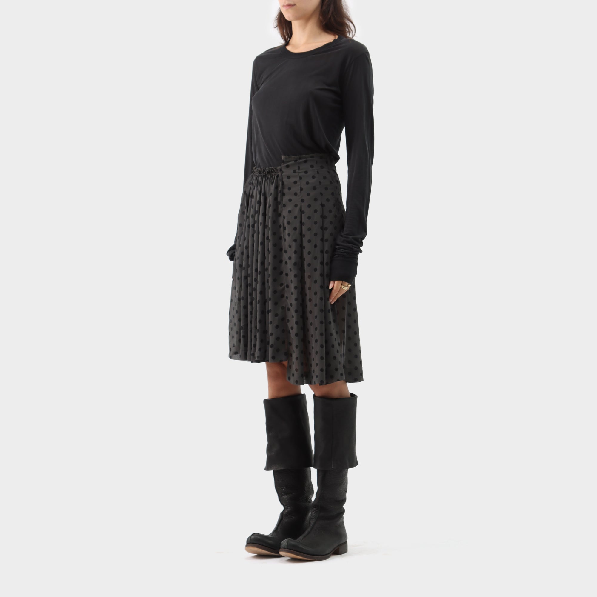 Comme des Garçons Polka Dot Gathered Midi Skirt