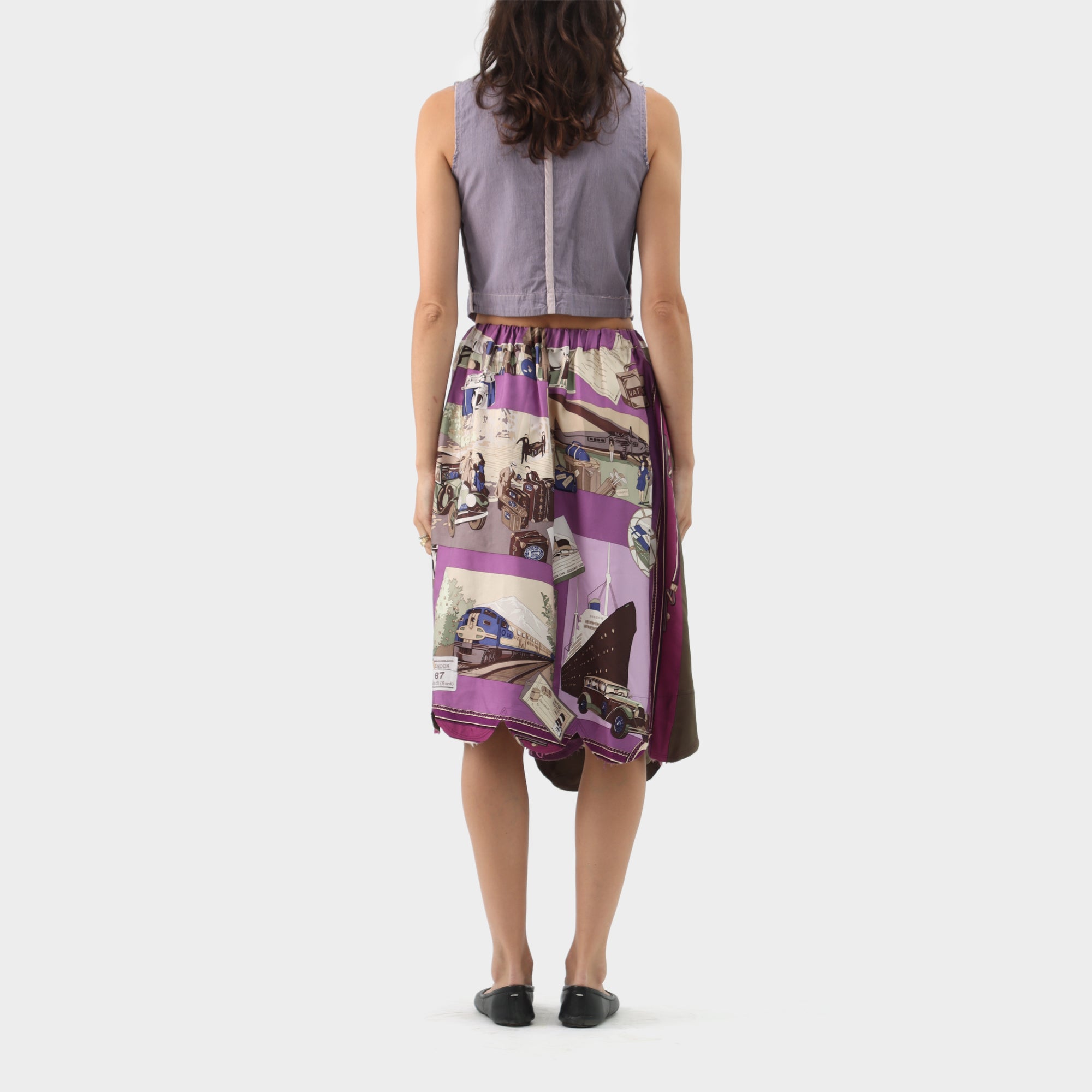 Comme des Garçons Silk Travel Scarf Print Skirt