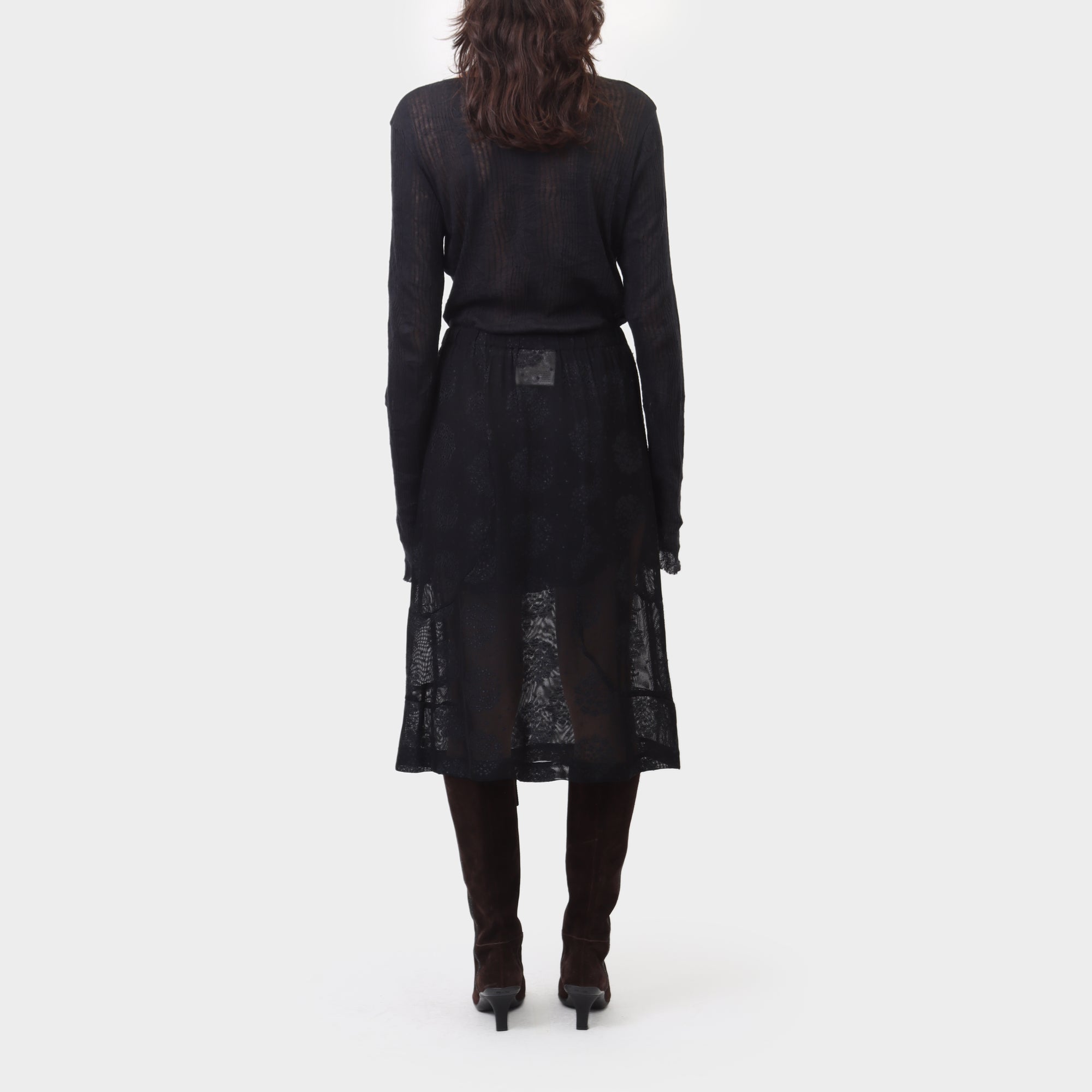 Comme des Garçons Robe de Chambre Sheer Mesh Patterned Skirt