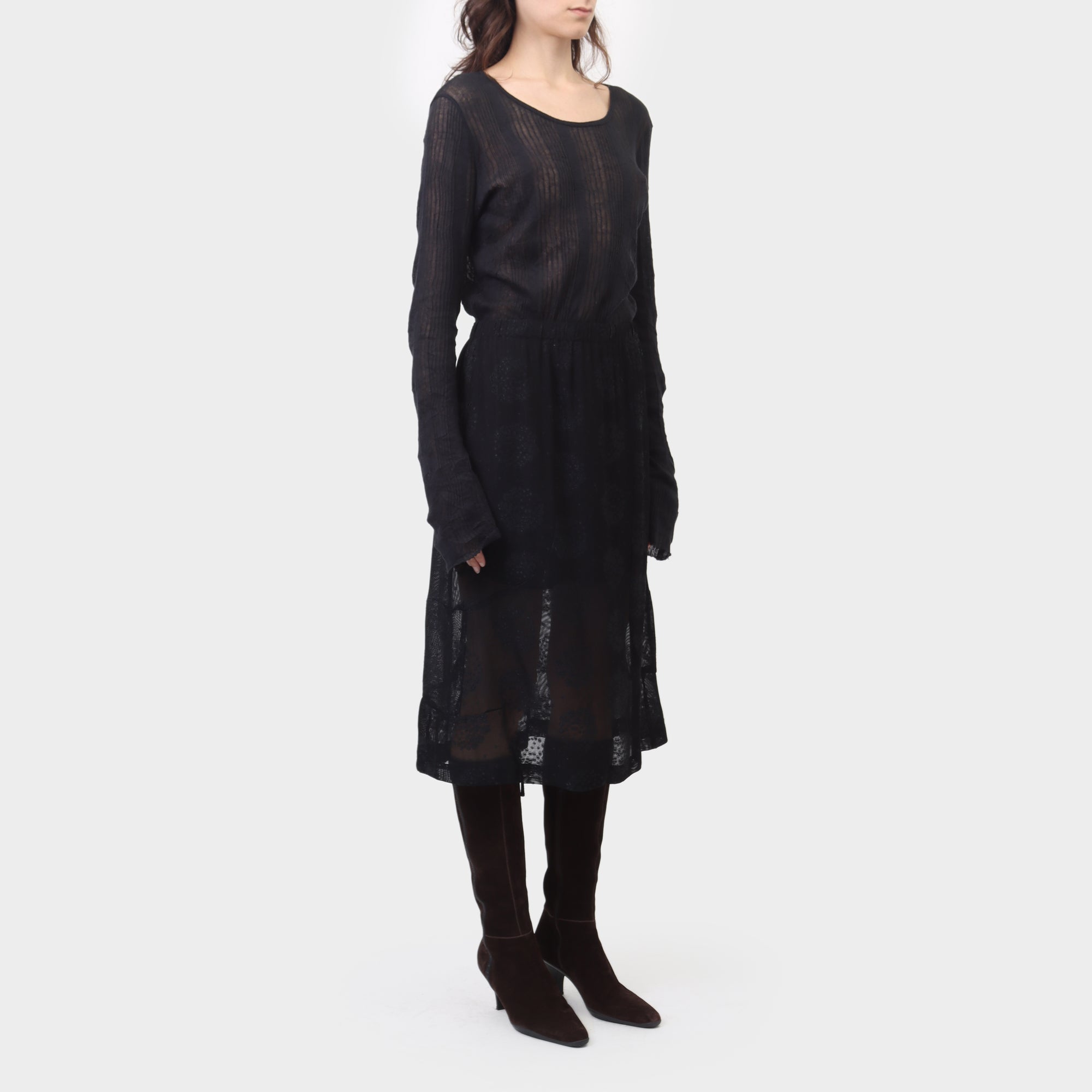 Comme des Garçons Robe de Chambre Sheer Mesh Patterned Skirt