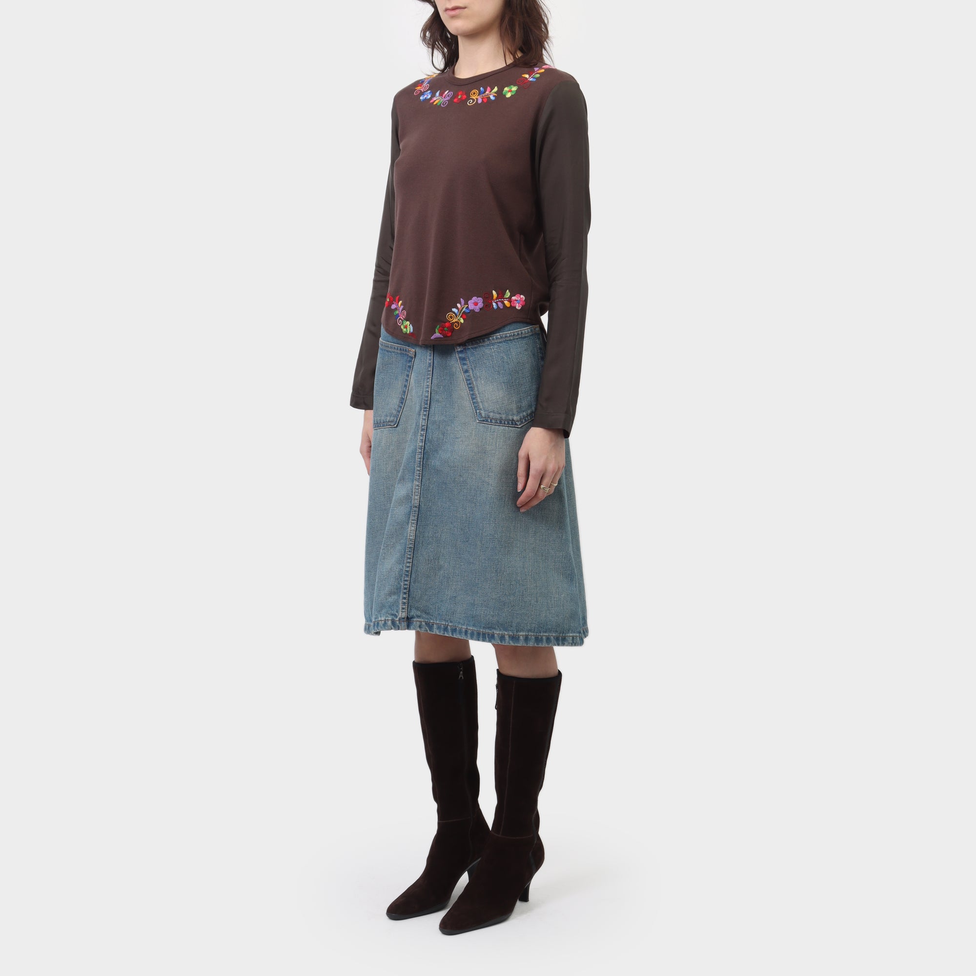 Comme des Garçons Tricot Floral Embroidered Long Sleeve