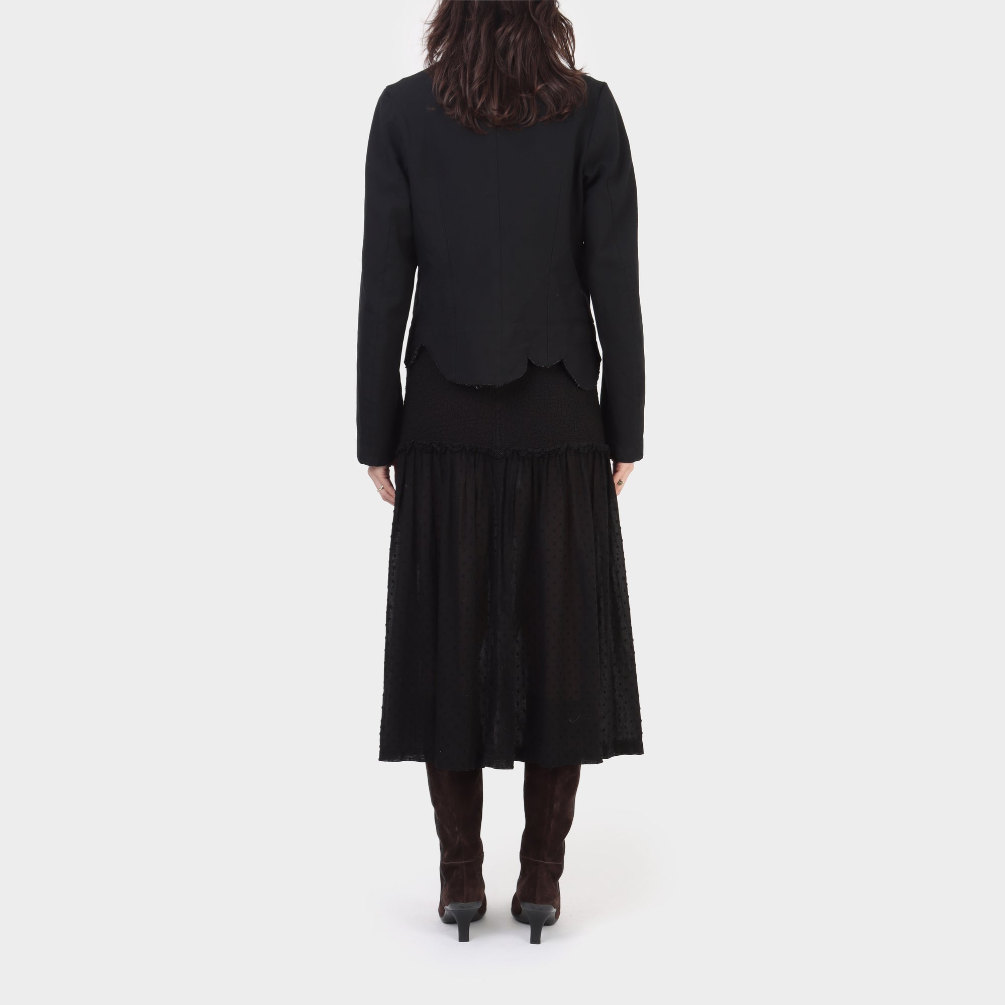 Comme des Garçons Black Polyester Curved Trim Zip up Jacket