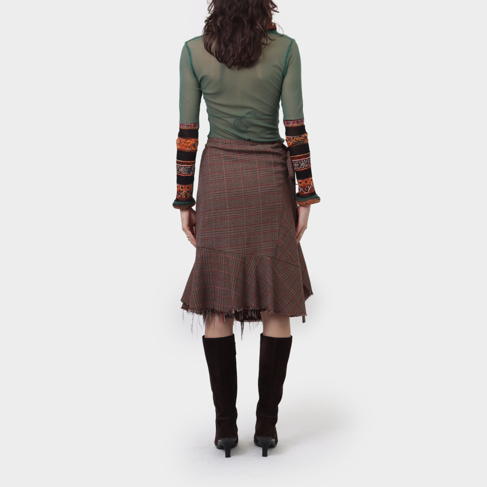 Comme des Garçons Tricot Distressed Herringbone Wrap Skirt