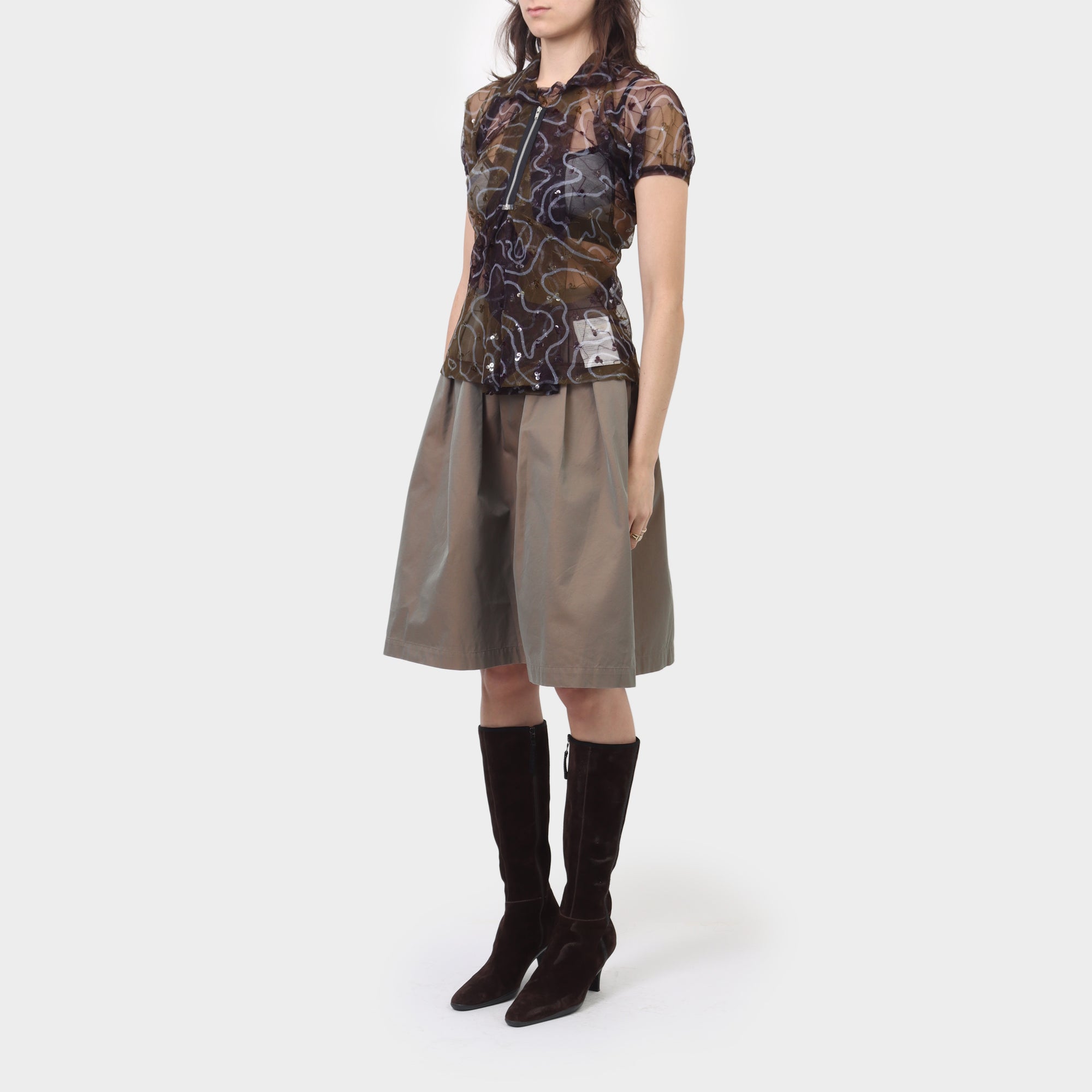 Comme des Garçons Tricot Sequin Zip Mesh Top