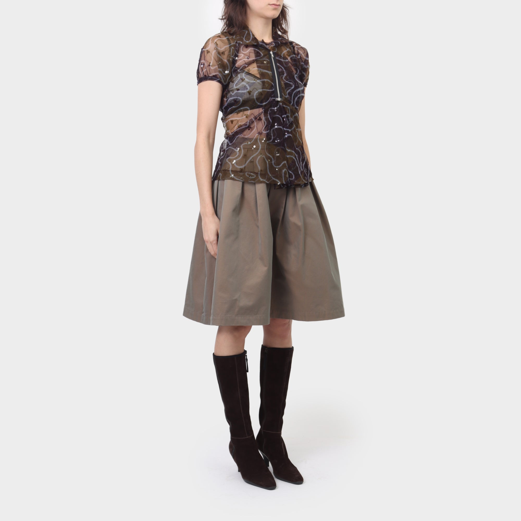 Comme des Garçons Tricot Sequin Zip Mesh Top
