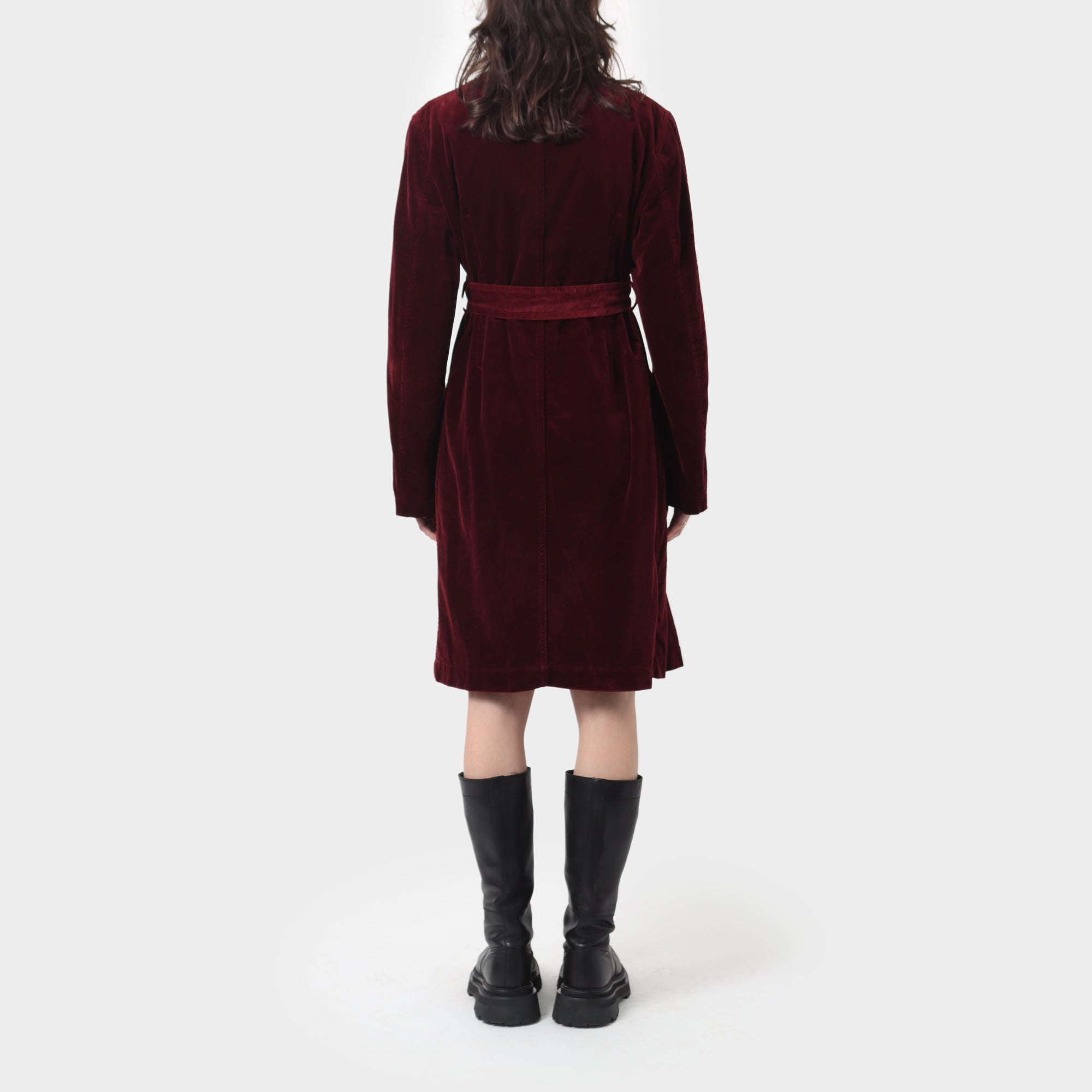 Comme des Garçons Velvet Belted Longline Coat