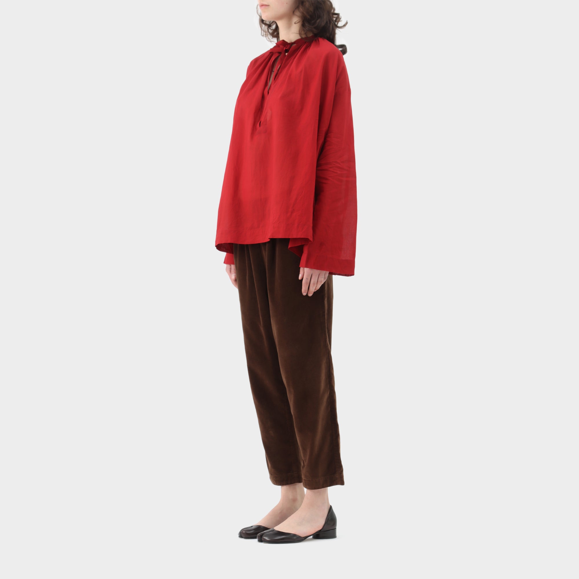 Dries Van Noten Cotton voile gathered neck blouse