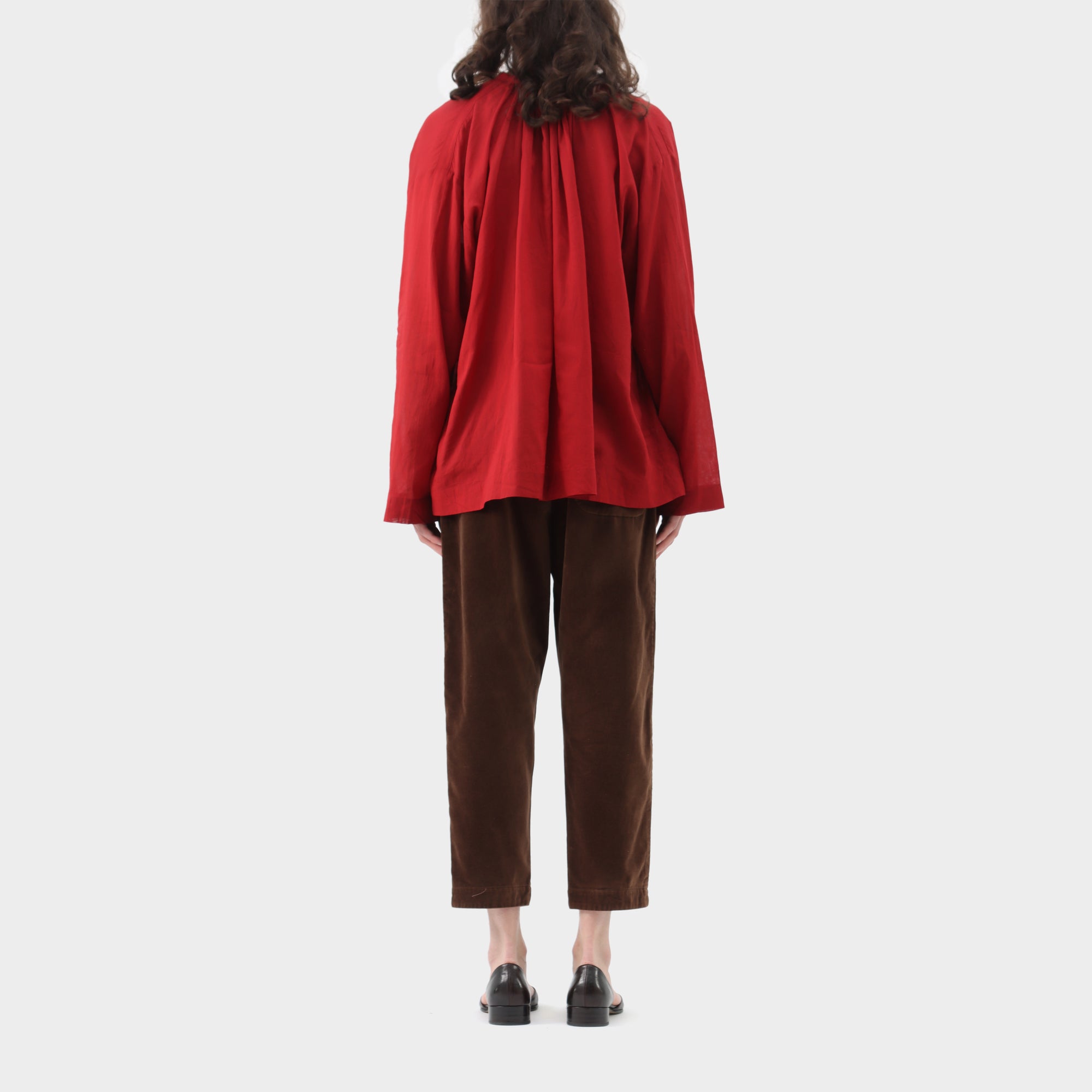 Dries Van Noten Cotton voile gathered neck blouse
