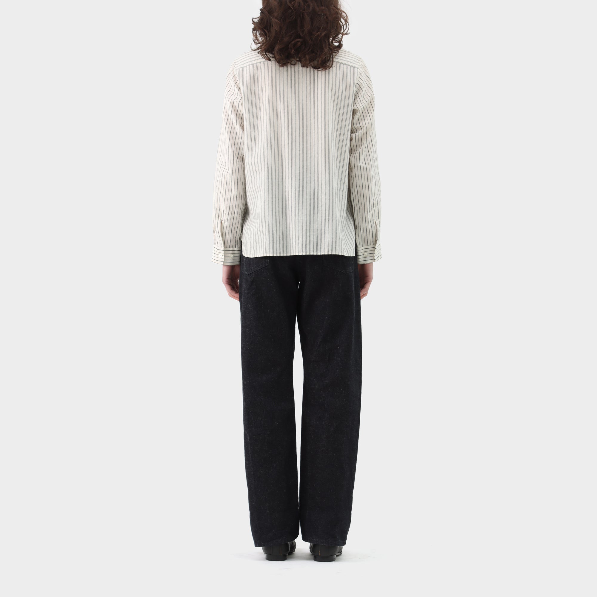 École de Curiosités Double Layered Pinstripe Button up