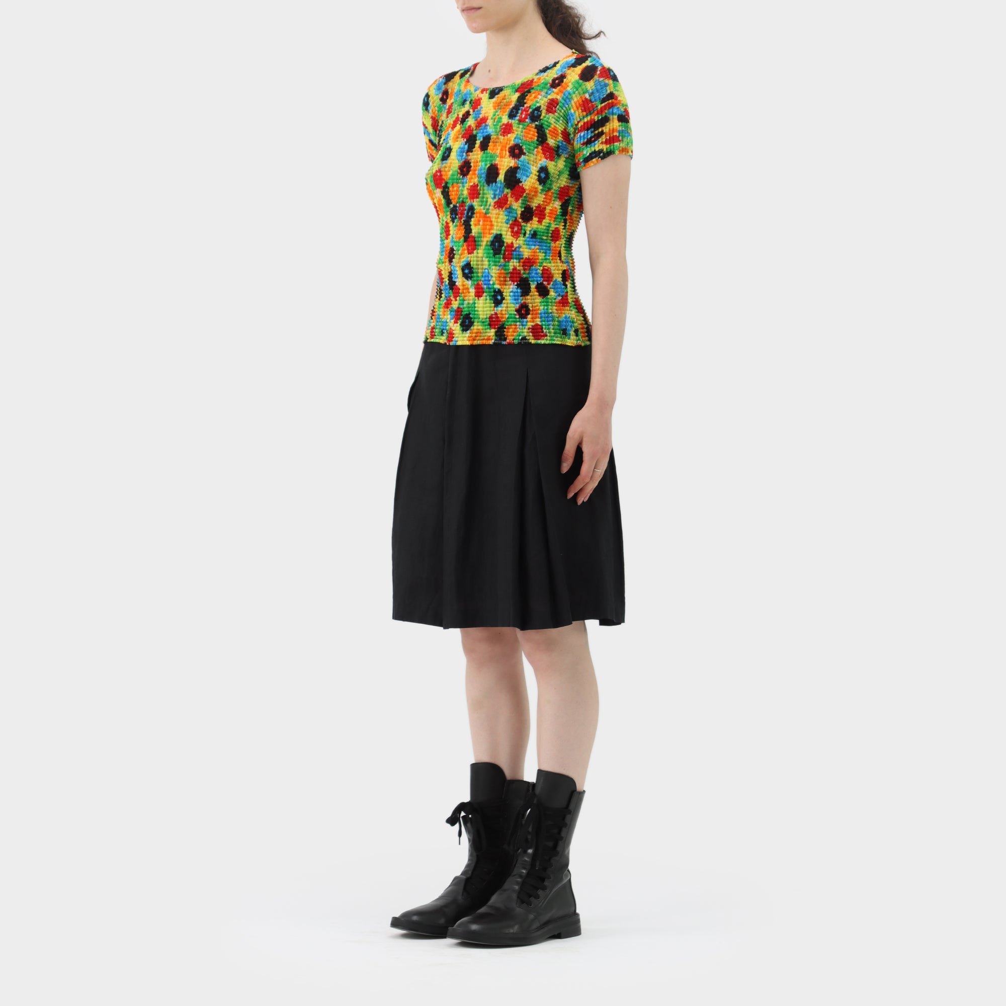 Issey Miyake Floral Box Pleat Short Sleeve Shirt