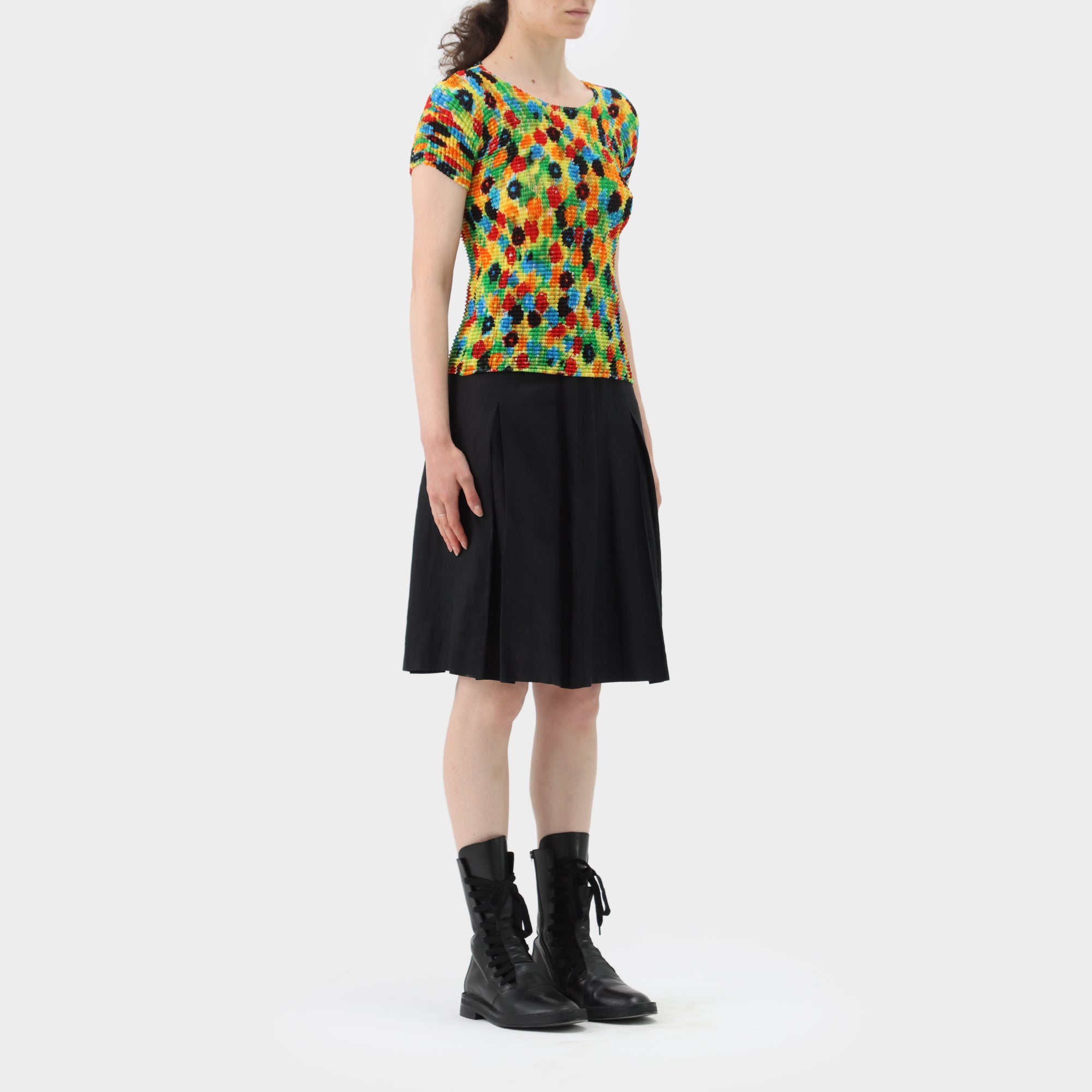 Issey Miyake Floral Box Pleat Short Sleeve Shirt