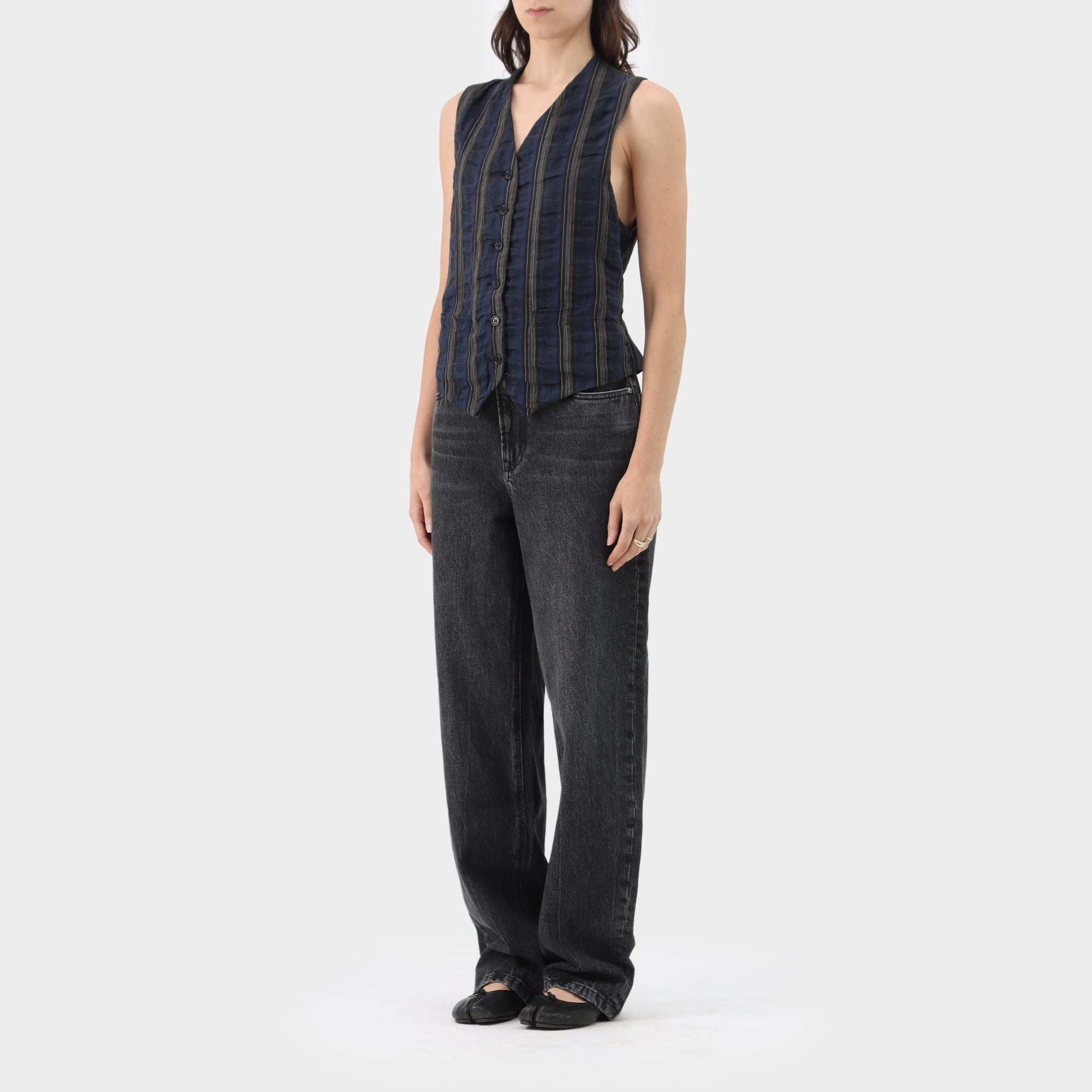 Romeo Gigli Linen/Cotton Stripe Vest