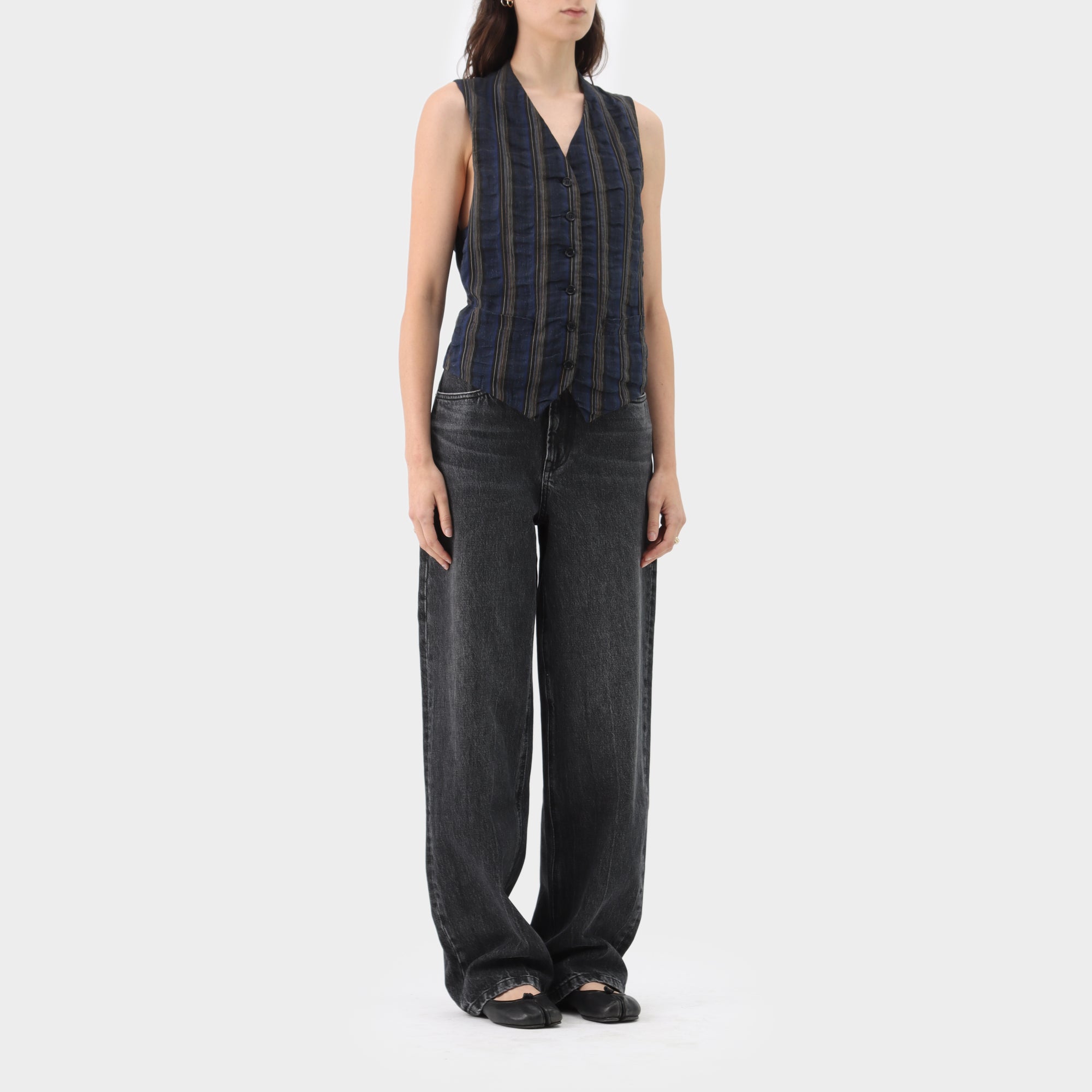 Romeo Gigli Linen/Cotton Stripe Vest