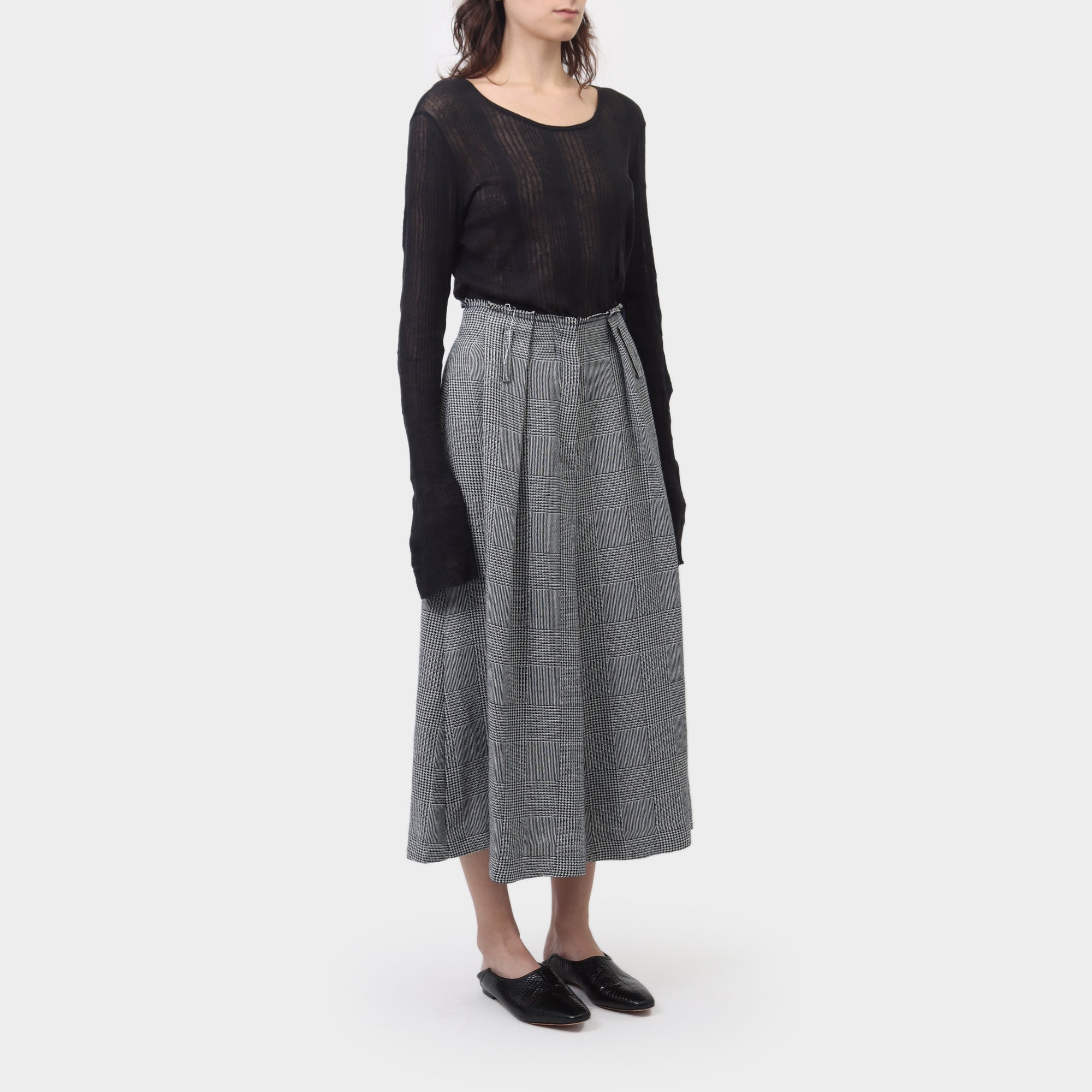 Golden Goose Deluxe Brand Distressed Houndstooth Pleated Skirt
