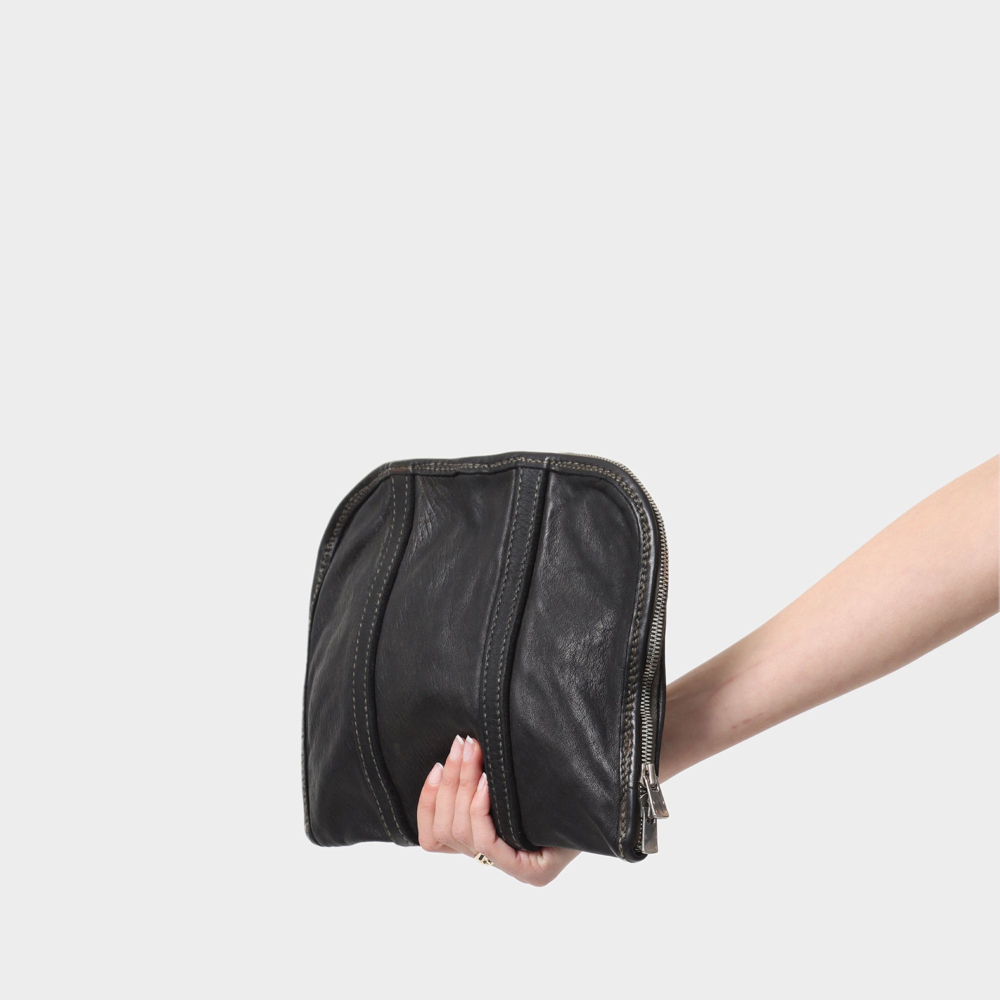 Guidi leather zip-around pouch