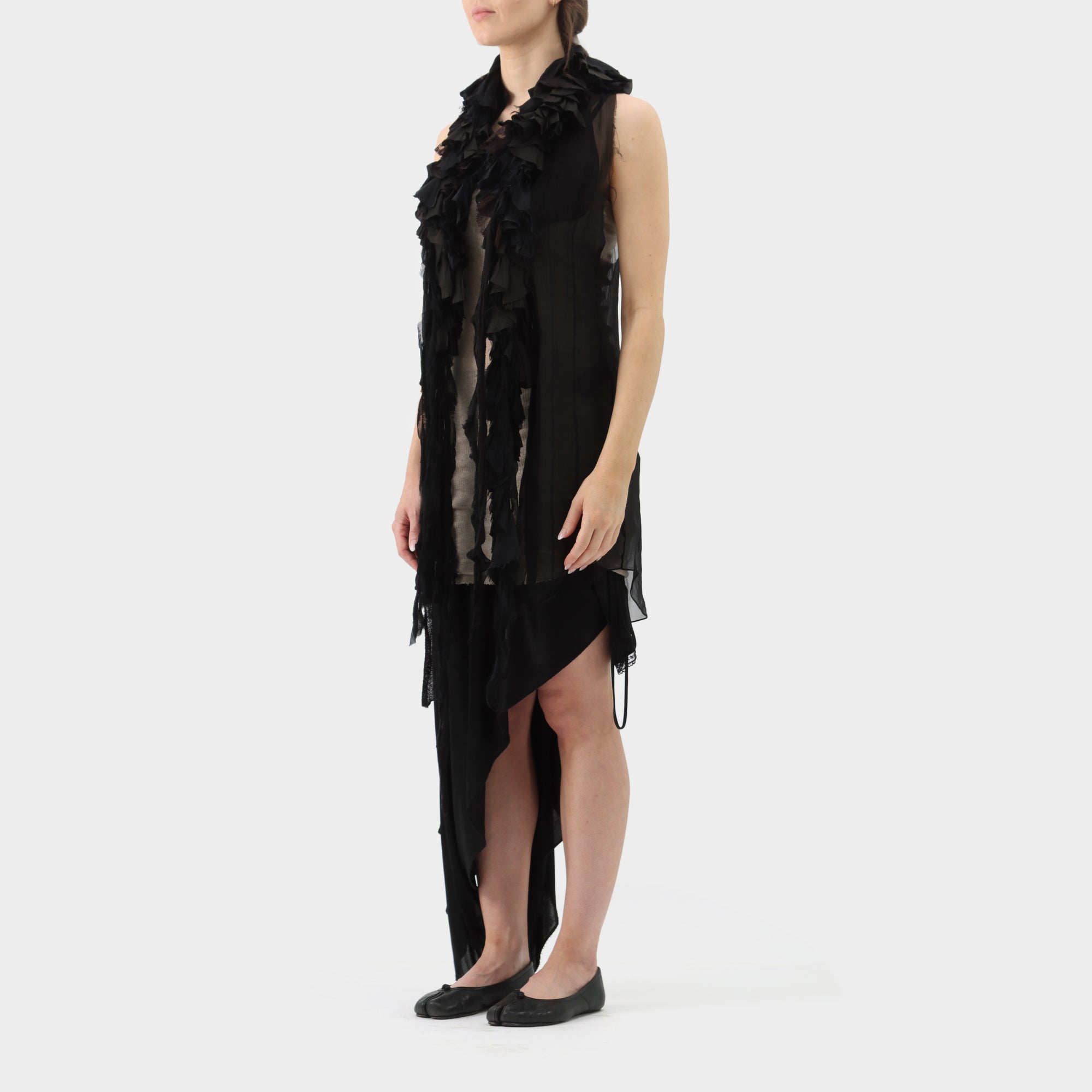 If 6 was 9 Silk Removable Ruffle Collar Long Vest