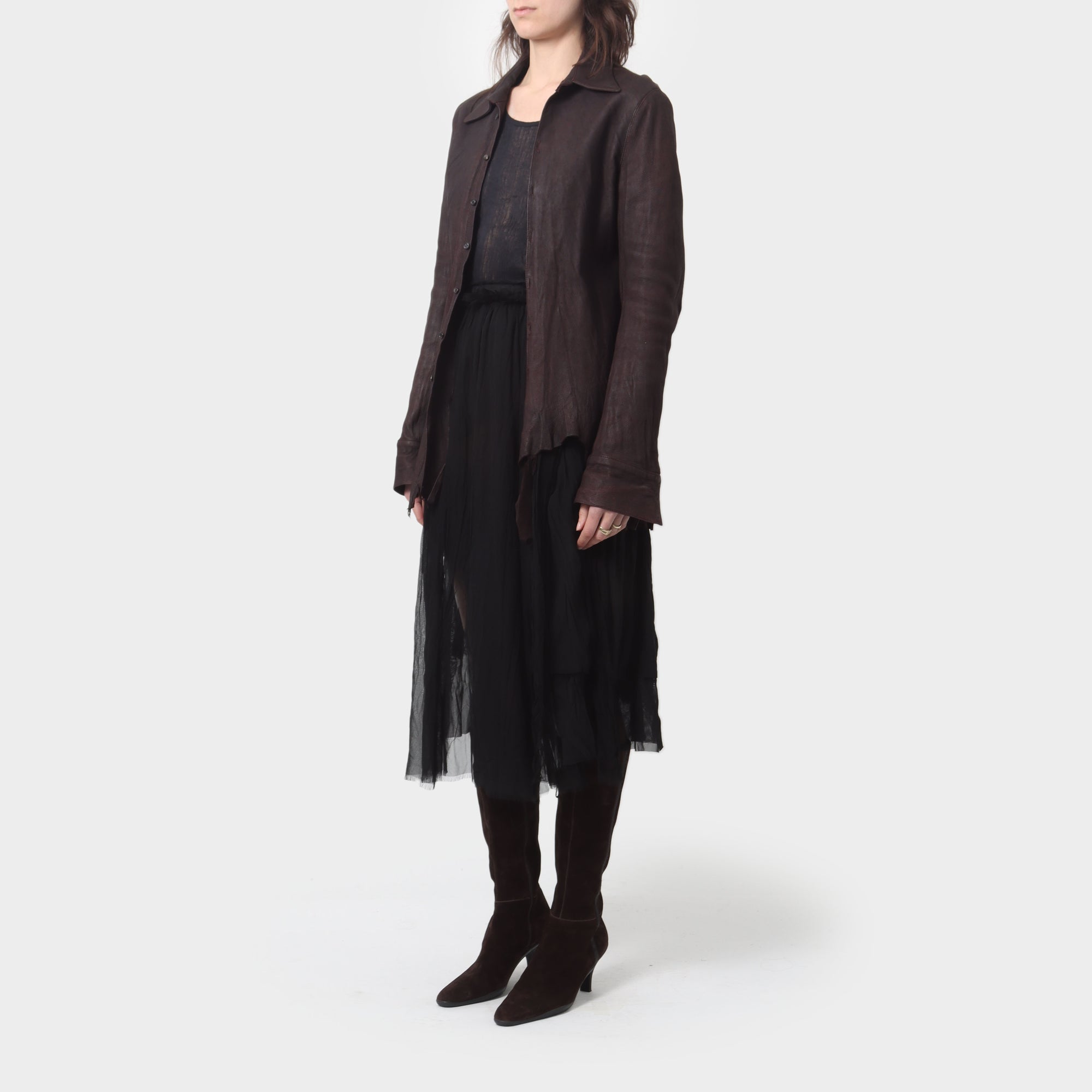 If Six Was Nine Distressed Leather Over Shirt