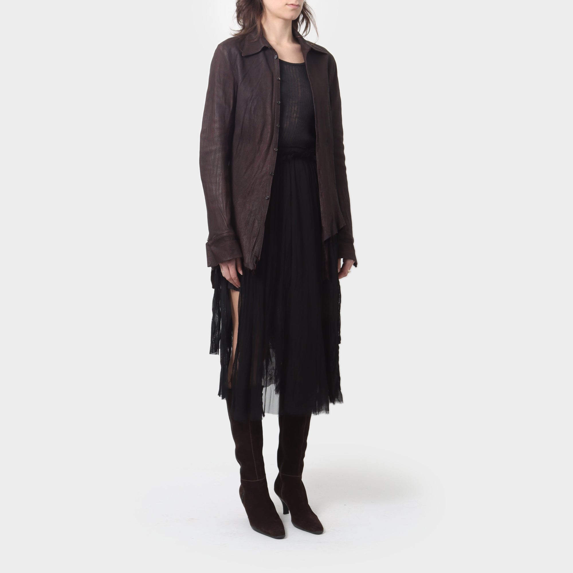If Six Was Nine Distressed Leather Over Shirt