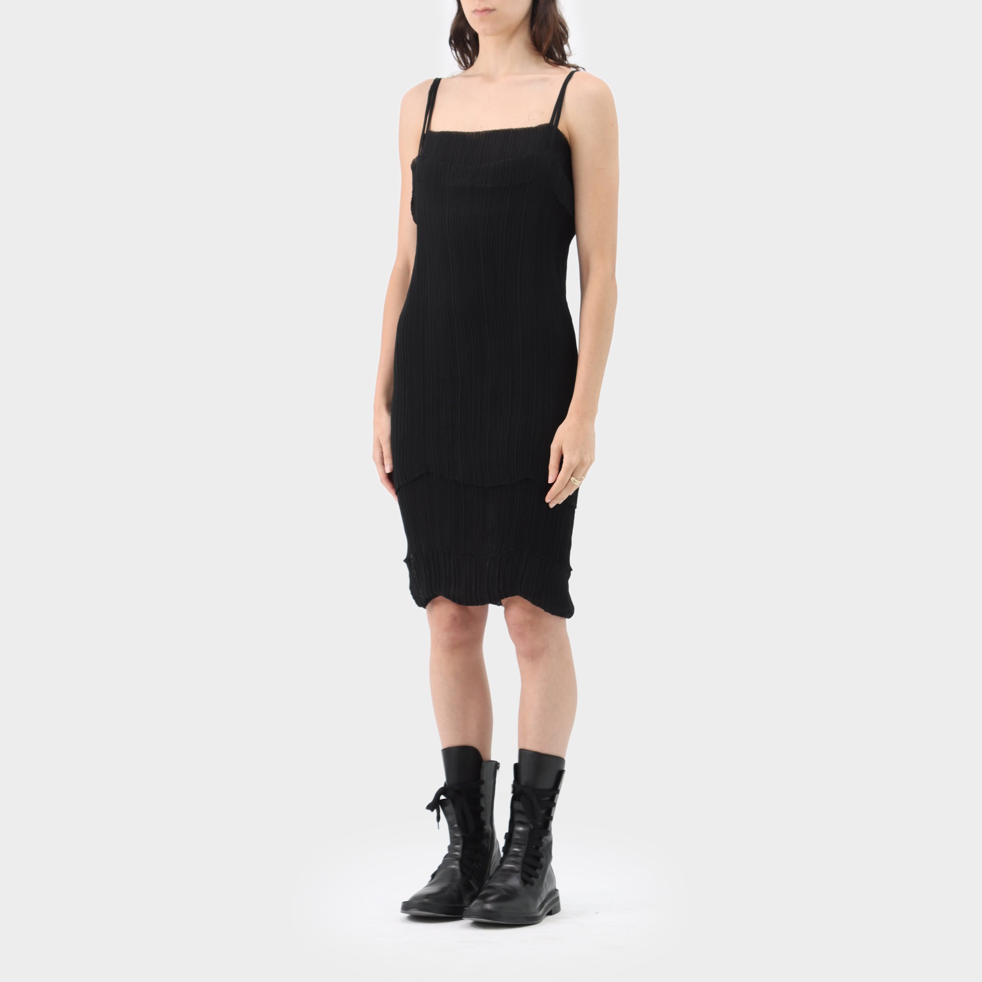 Issey Miyake Pleated Chiffon Double Layered Dress