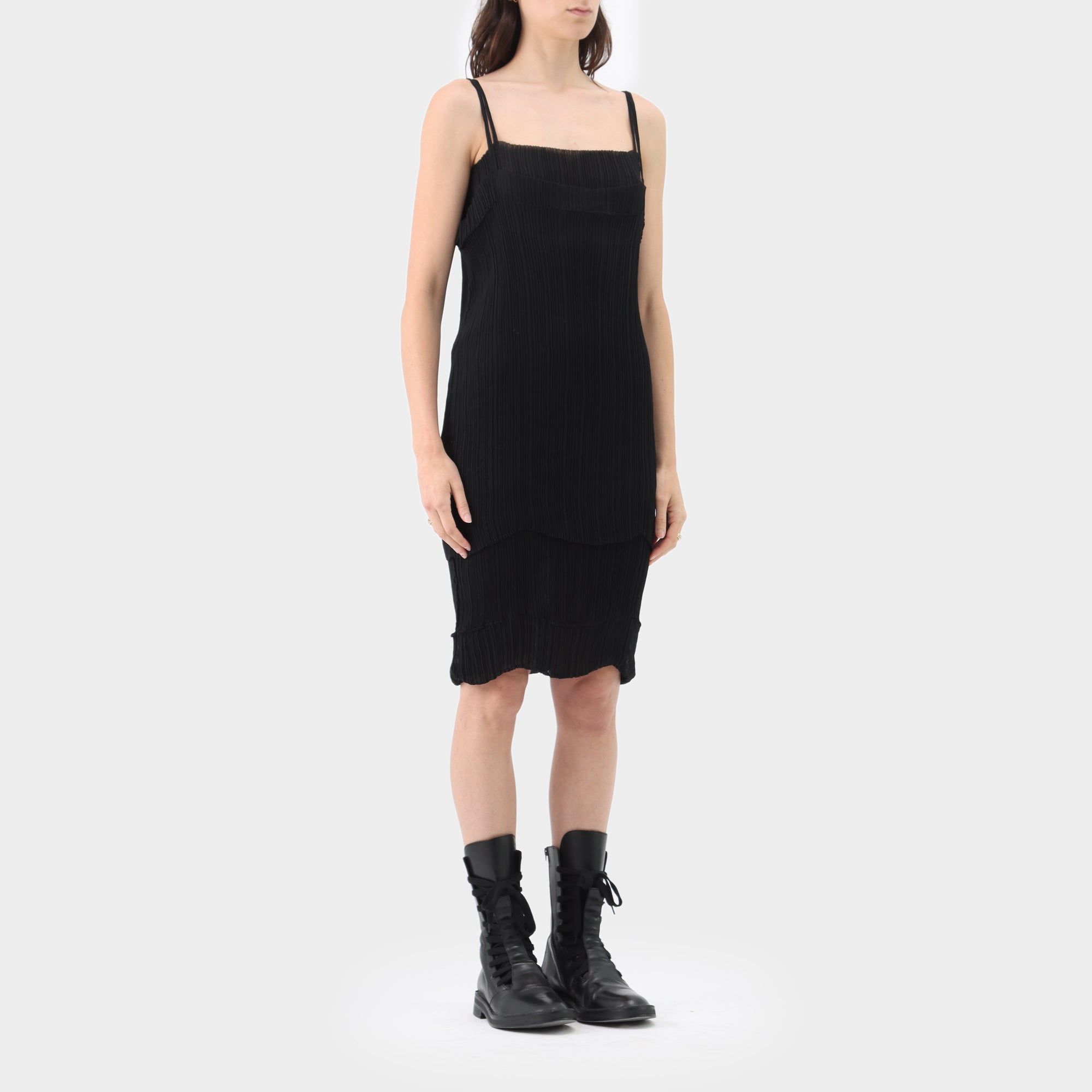 Issey Miyake Pleated Chiffon Double Layered Dress