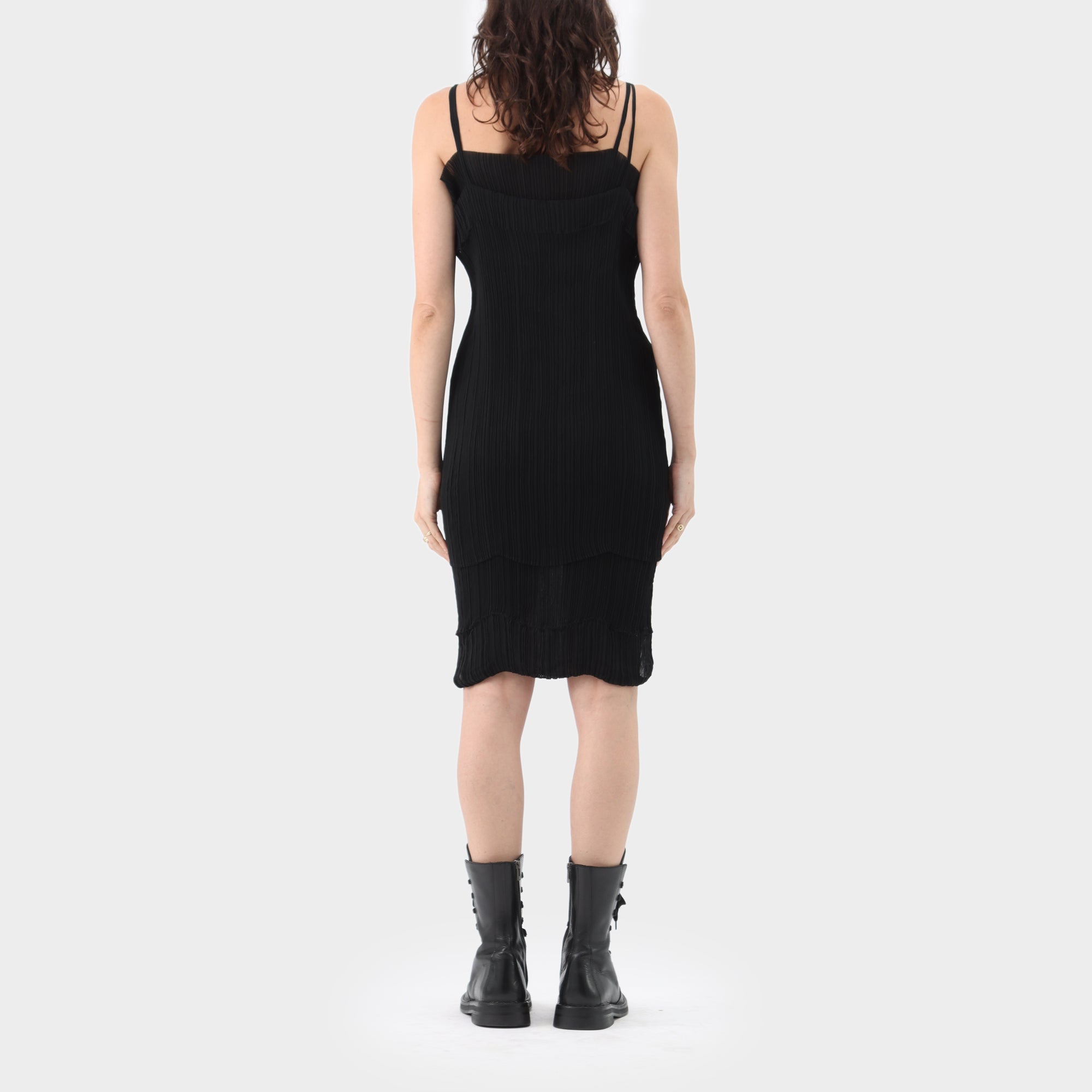 Issey Miyake Pleated Chiffon Double Layered Dress