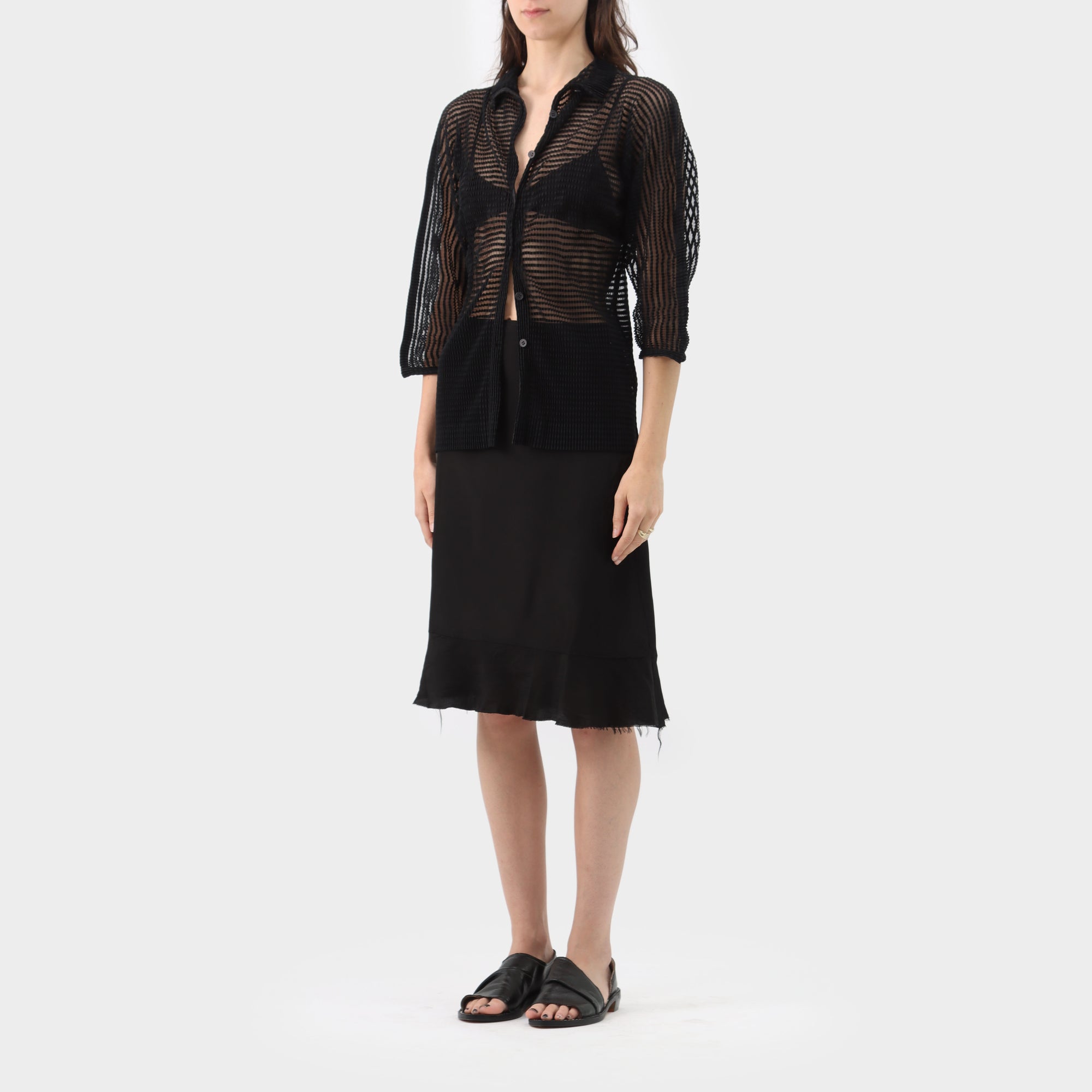 Issey Miyake Sheer Stripe Pleat Shirt