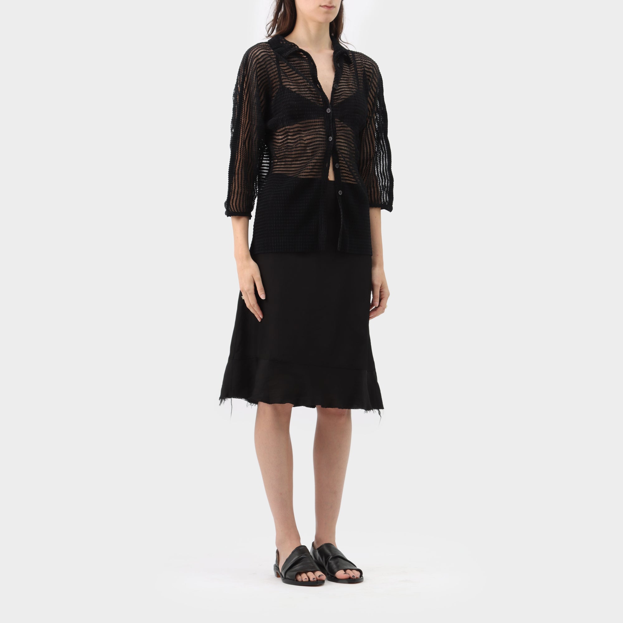 Issey Miyake Sheer Stripe Pleat Shirt