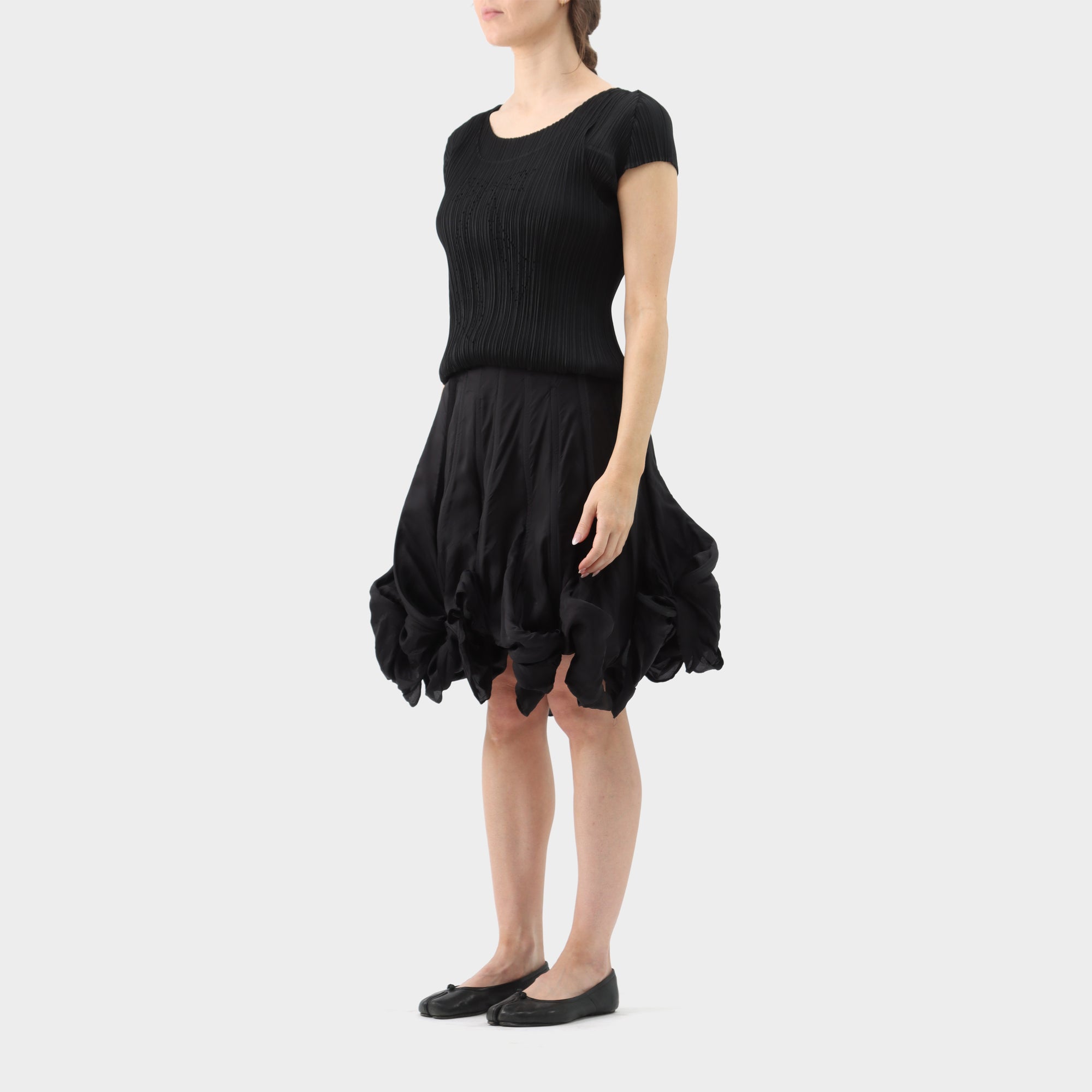 Pleats Please Layered bow Laser cut Top
