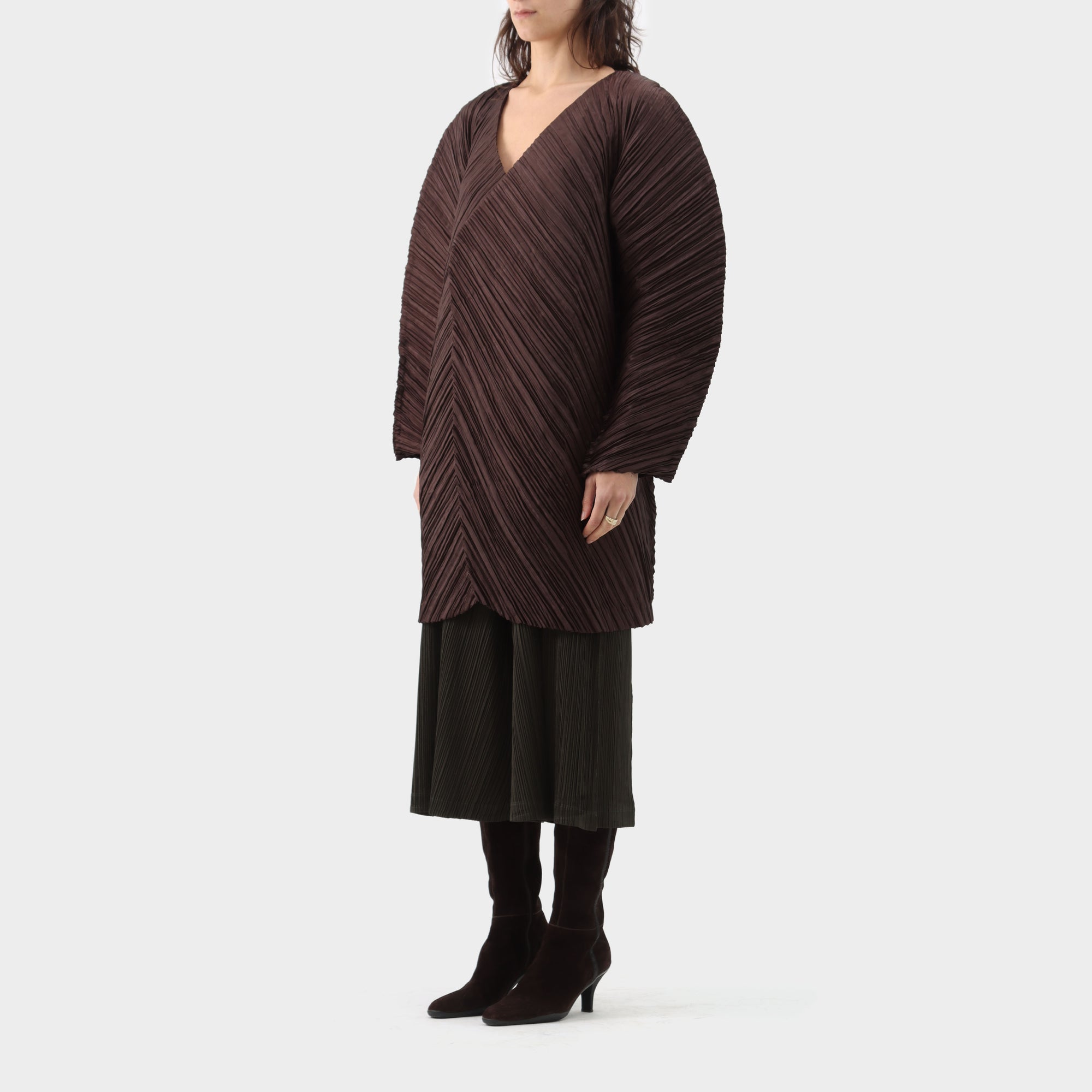 Issey Miyake Sample Pleated Open Coat