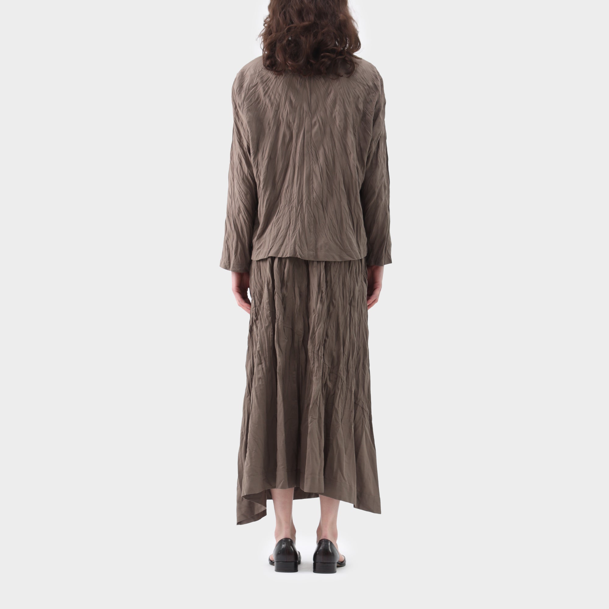 Issey Miyake Crushed Pleat Button Up Top