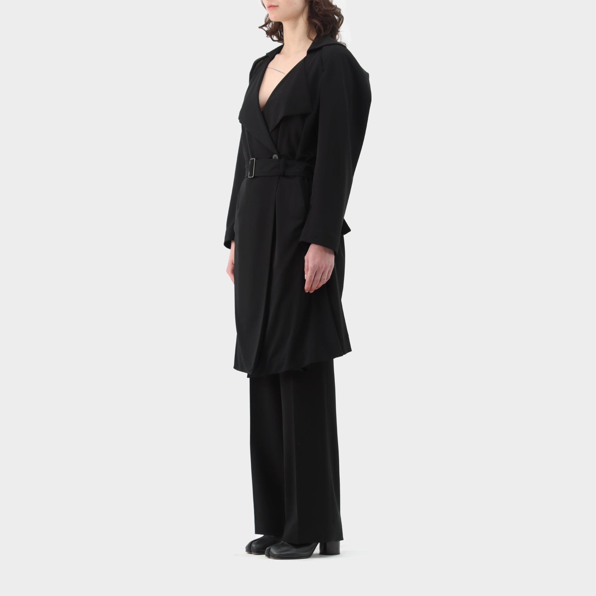 Issey Miyake Fete Polyester Mesh Interior Draped Trench