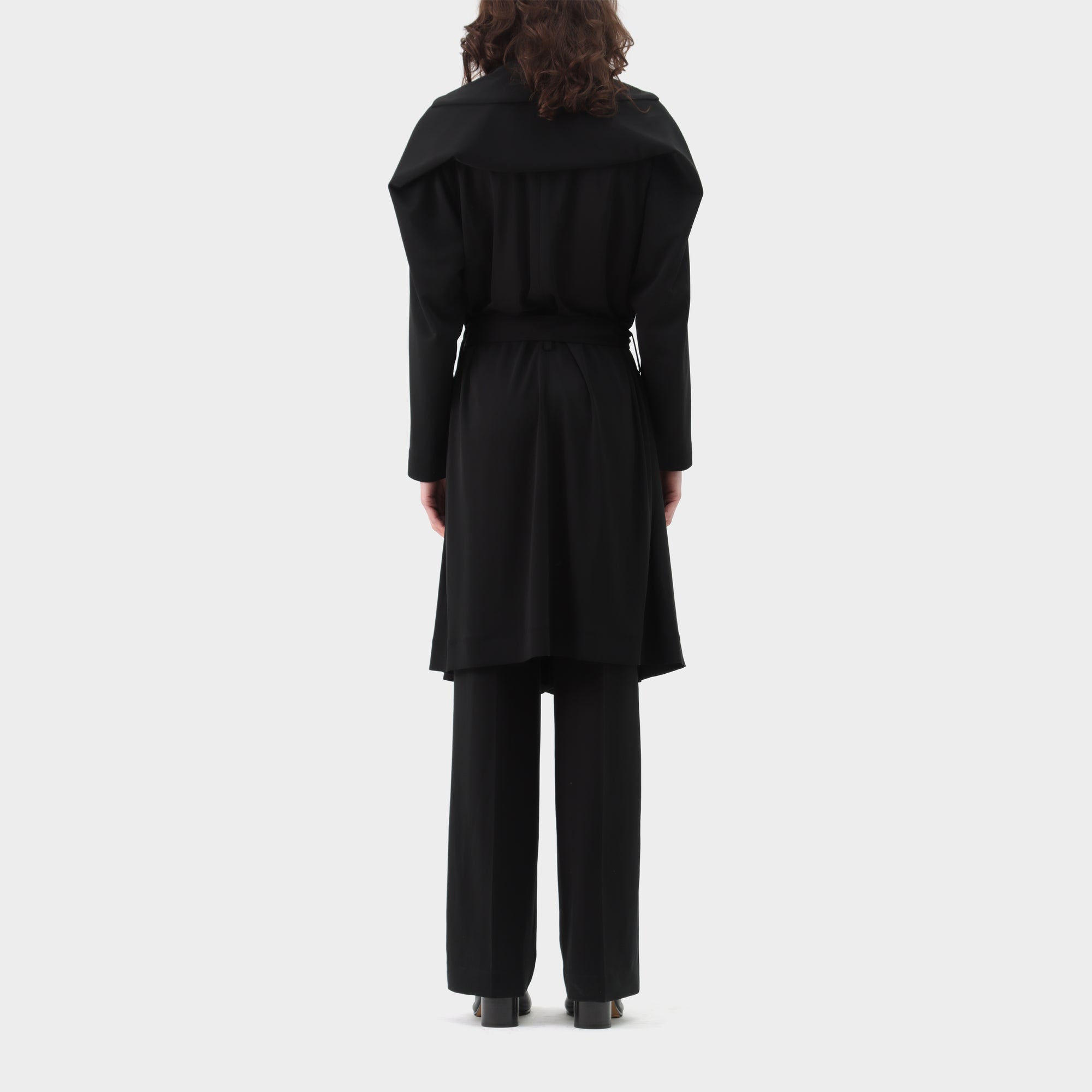 Issey Miyake Fete Polyester Mesh Interior Draped Trench