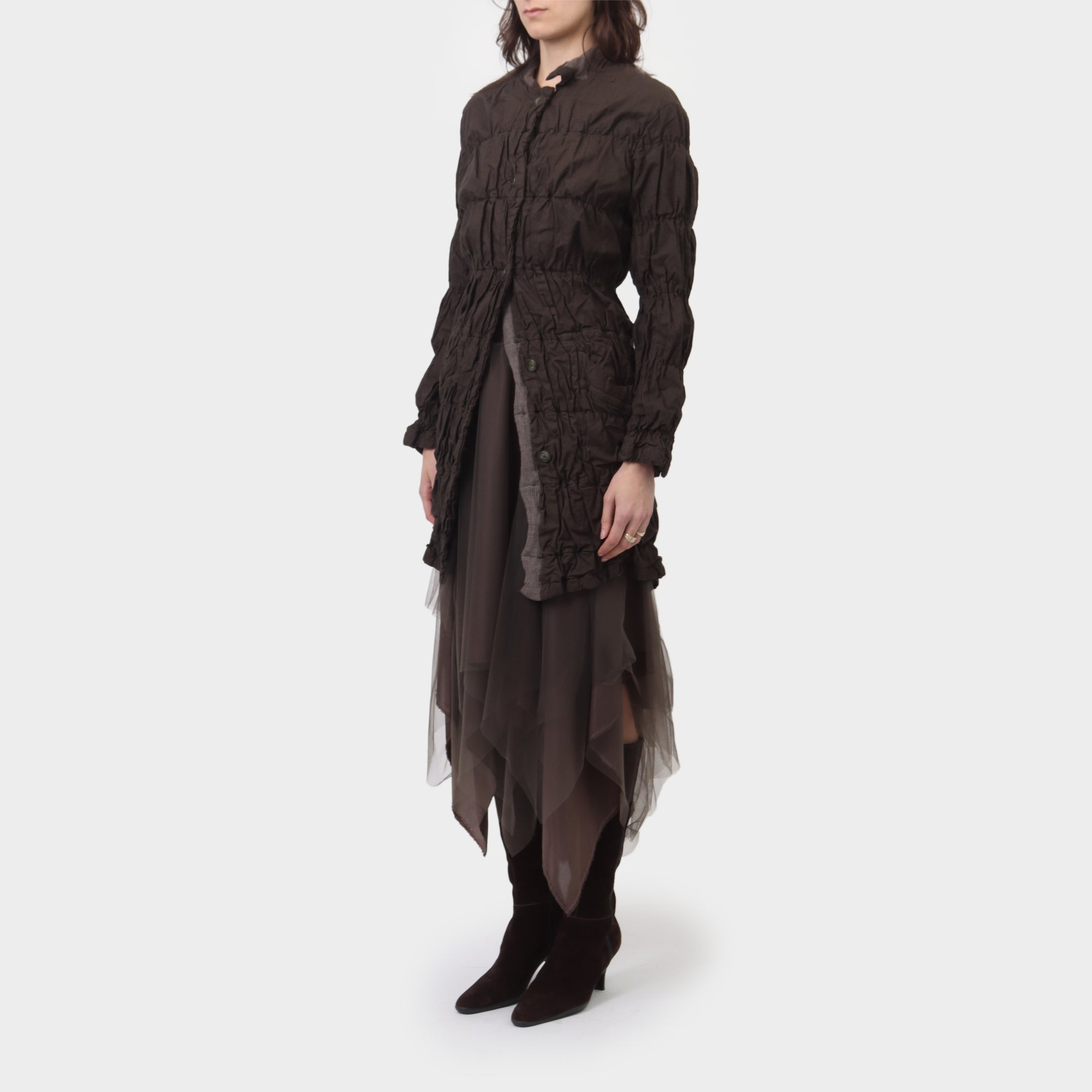 Issey Miyake Permanente Scrunch Pleat Coat